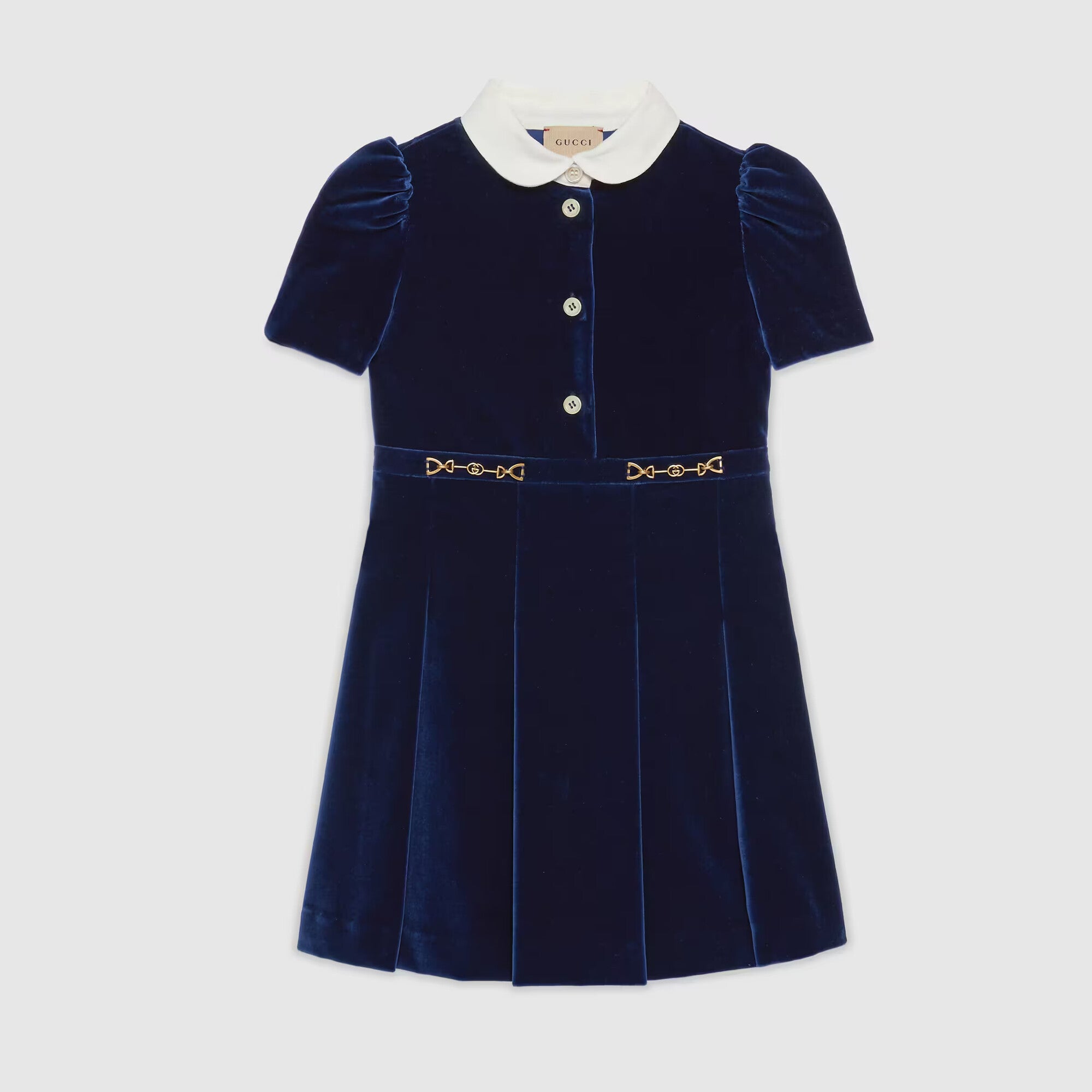 Girls Navy Velvet Dress