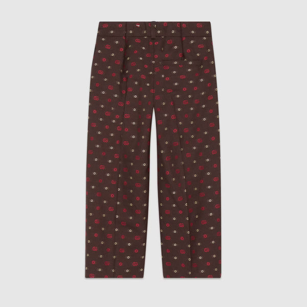 Boys Brown Embroidered Logo Wool Trousers