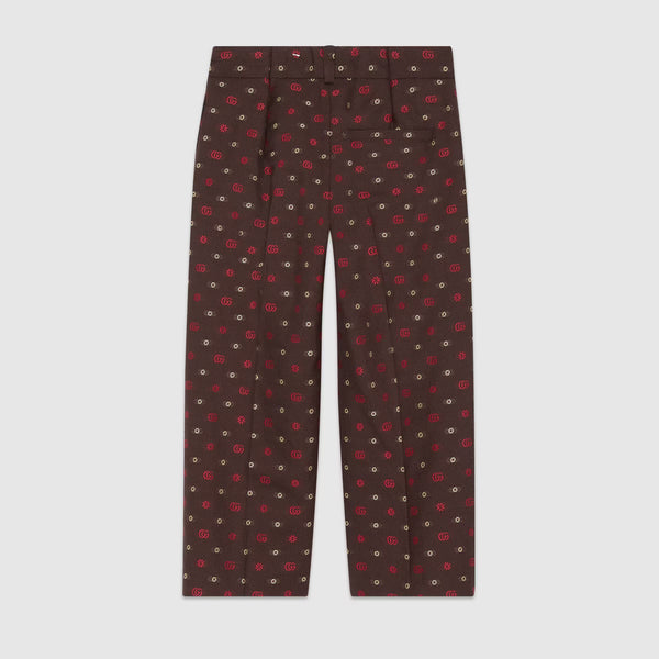 Boys Brown Embroidered Logo Wool Trousers