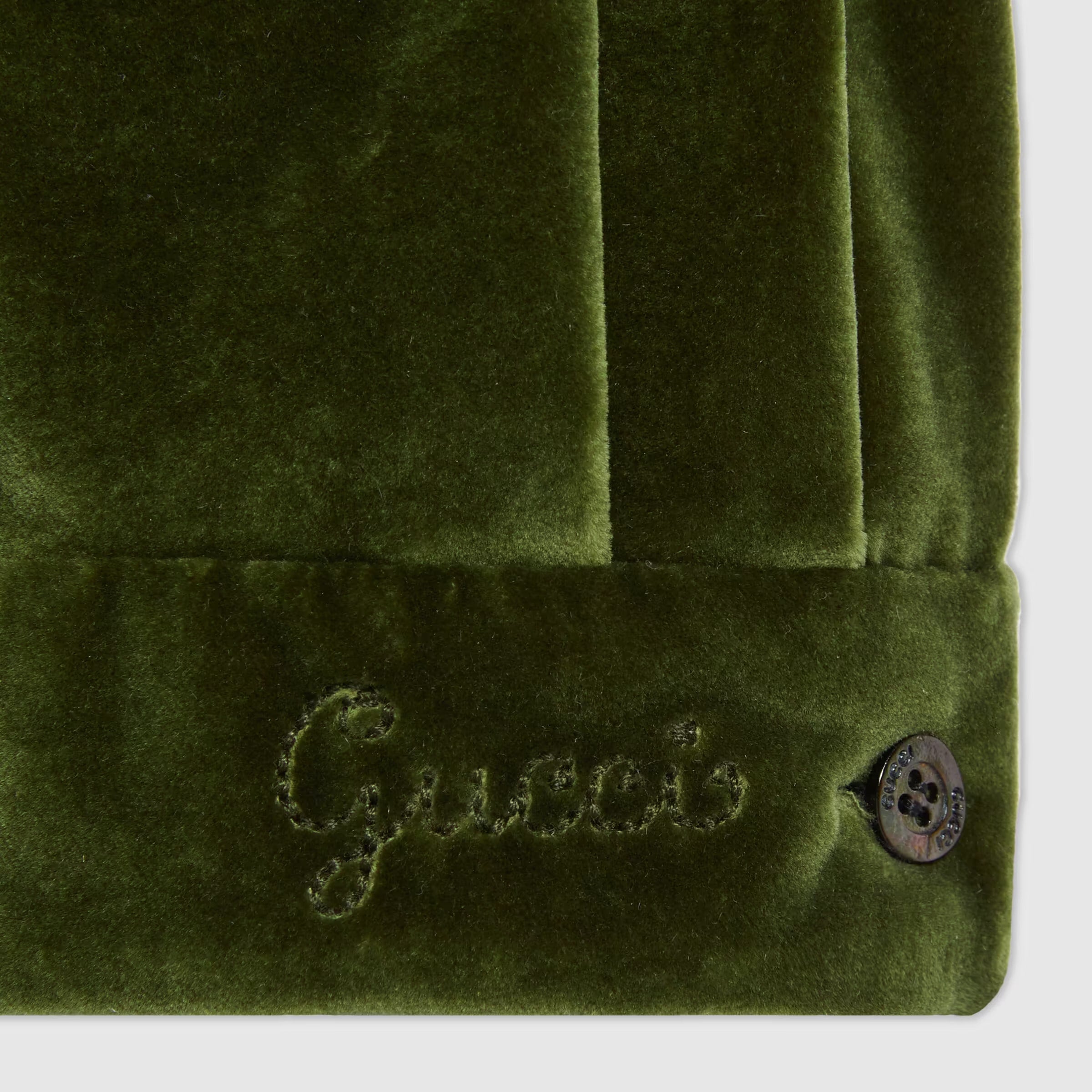 Girls Green Embroidered Collar Velvet Dress