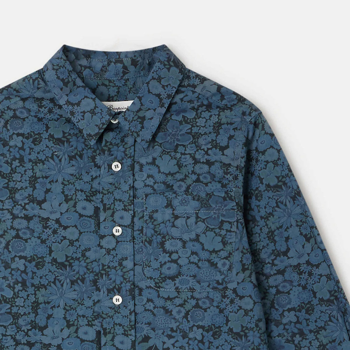 Boys Navy Printed Cotton Shirt