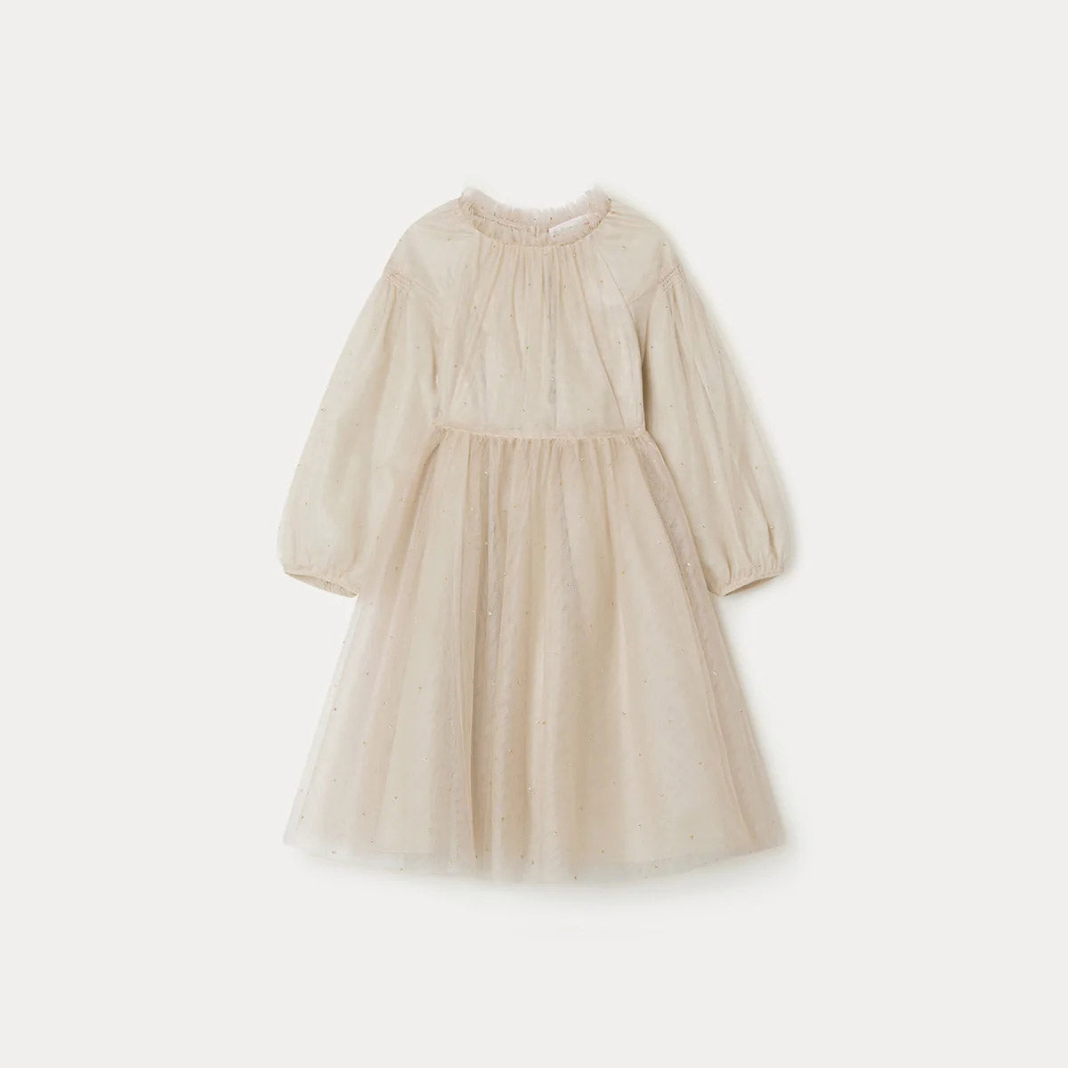 Girls Beige Yarn Dress
