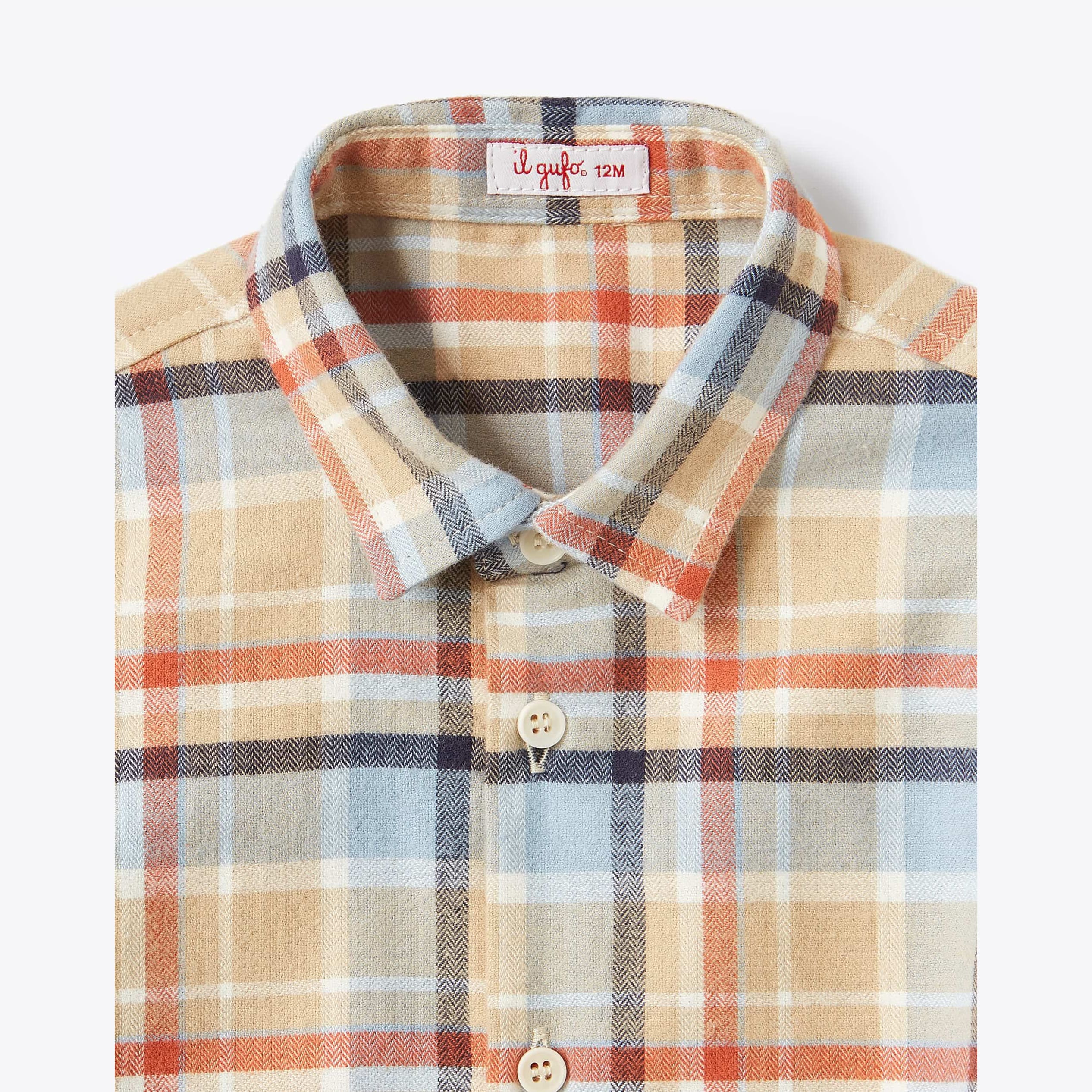 Baby Boys Camel Check Cotton Shirt