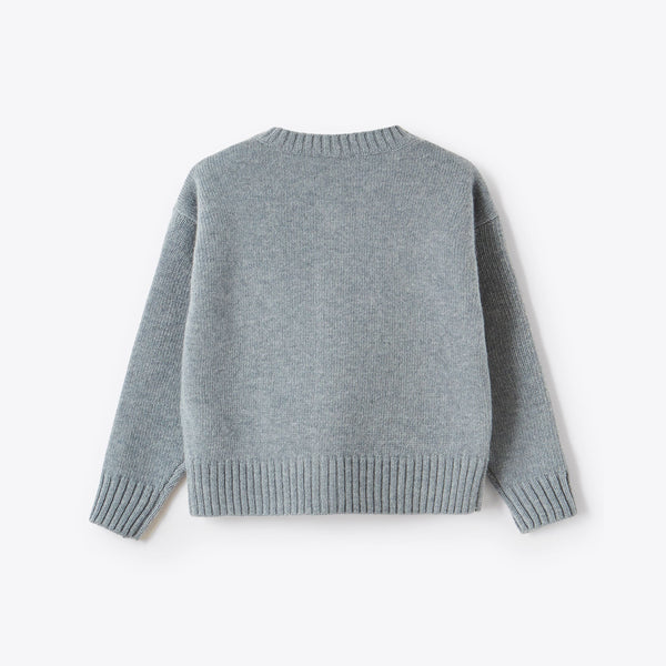 Girls Light Blue Wool Cardigan