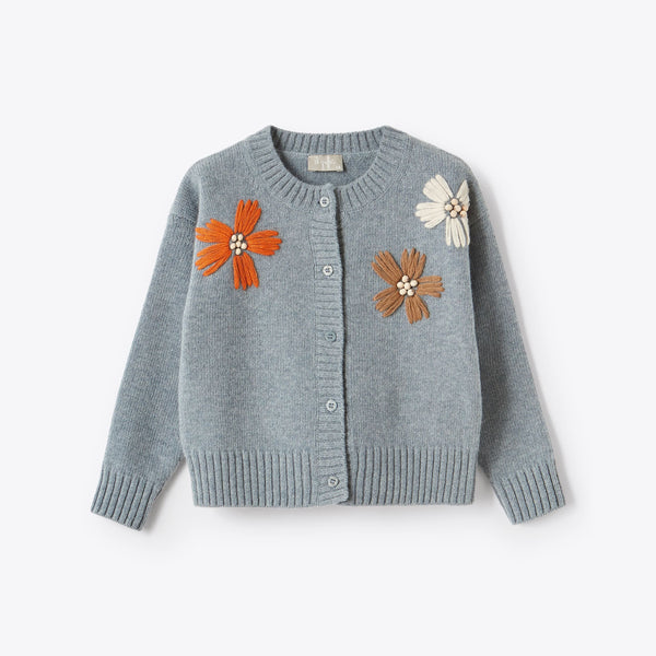 Girls Light Blue Wool Cardigan
