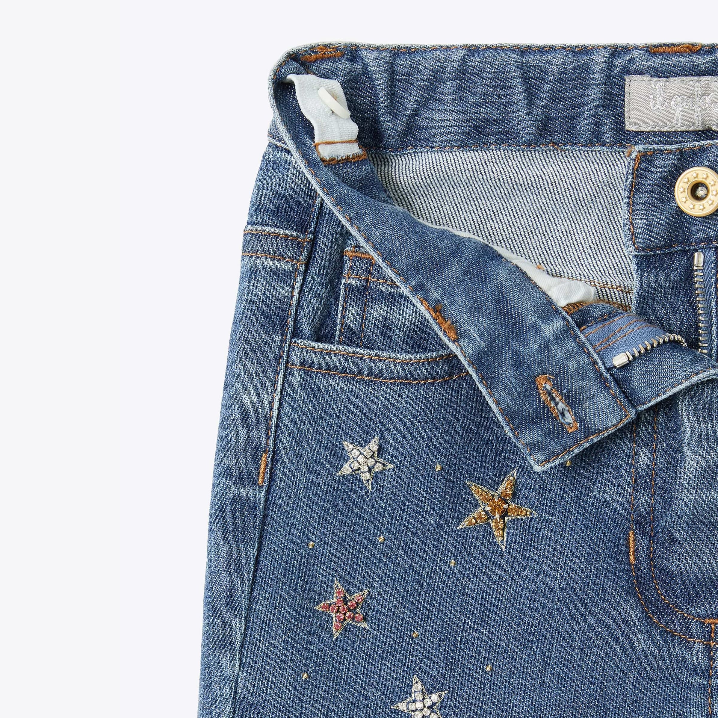 Girls Blue Stars Denim Trousers