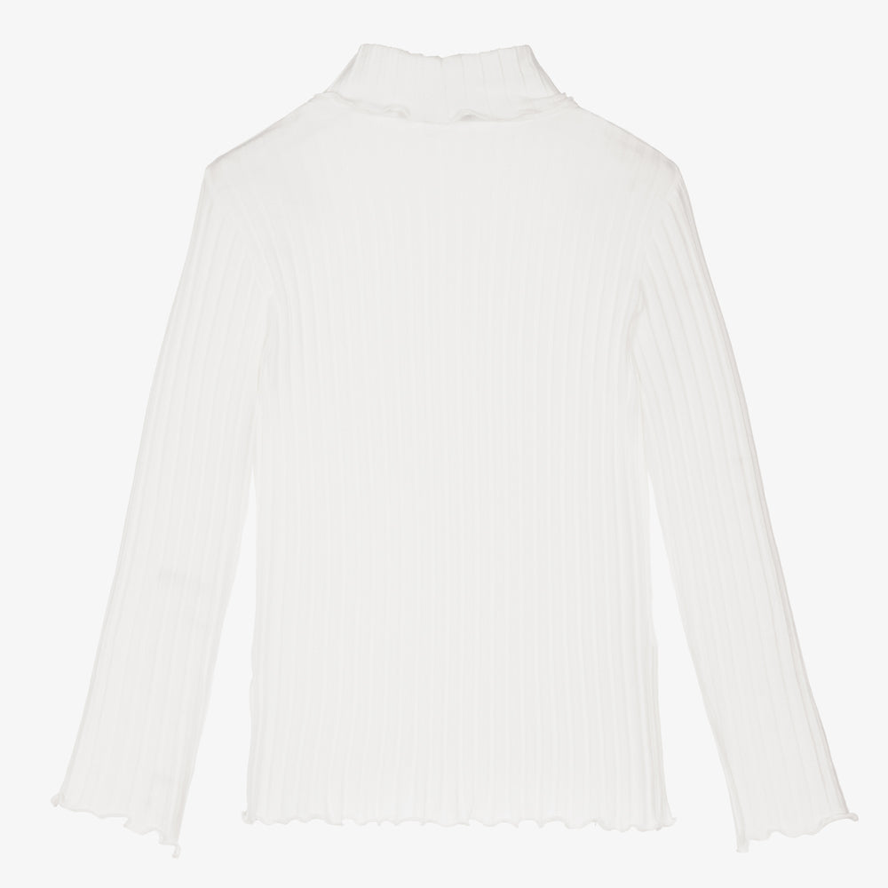 Girls White Cotton Sweater