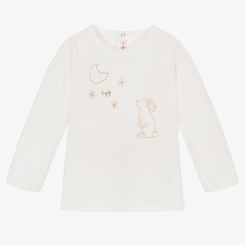 Baby Girls Ivory Stars & Moon Cotton T-Shirt