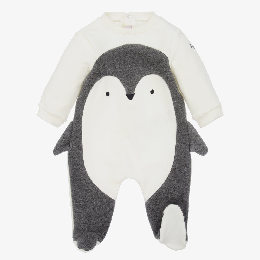 Baby Boys & Girls Ivory Penguin Cotton Babysuit