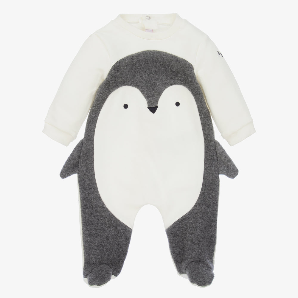 Baby Boys & Girls Ivory Penguin Cotton Babysuit
