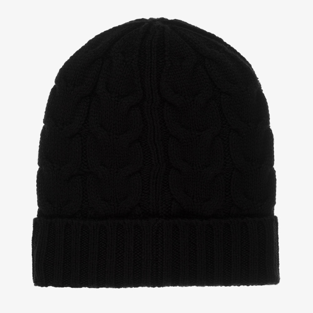 Boys Black Logo Wool Hat