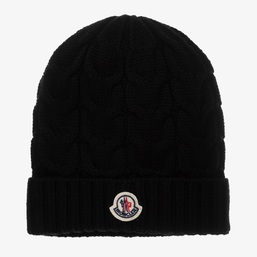 Boys Black Logo Wool Hat