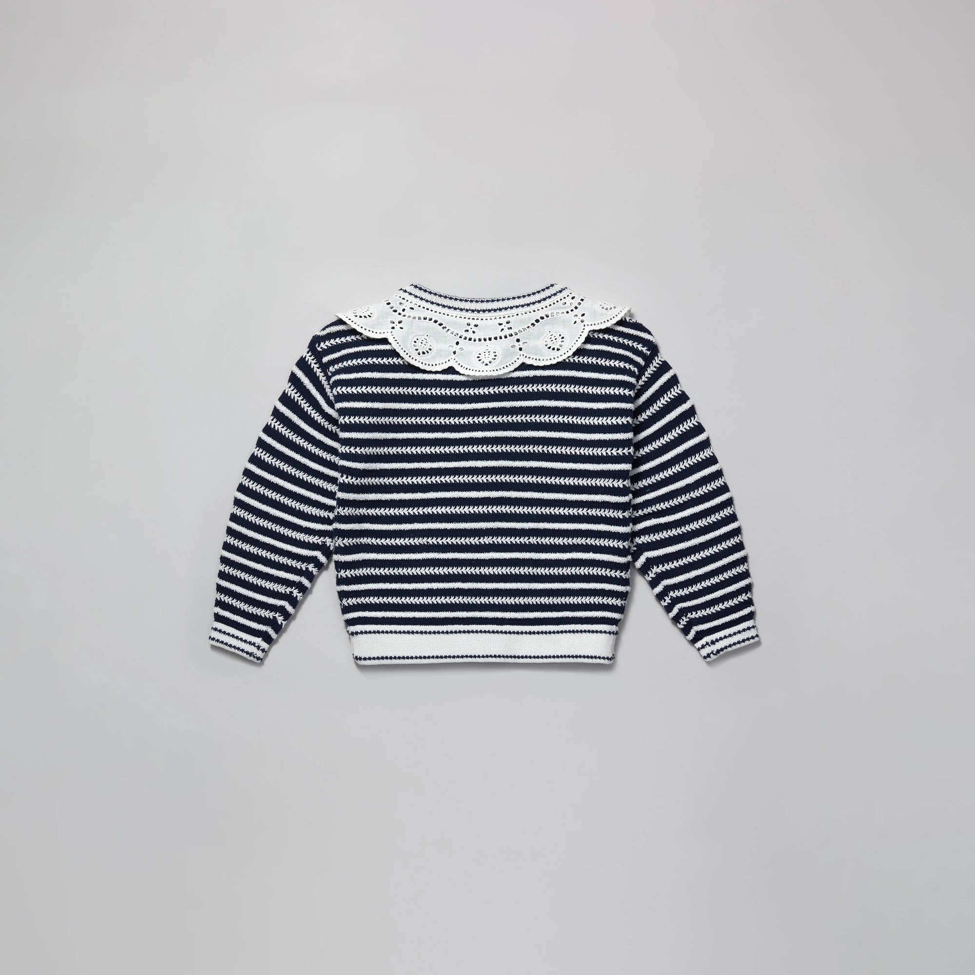 Girls Navy Stripes Cotton Cardigan