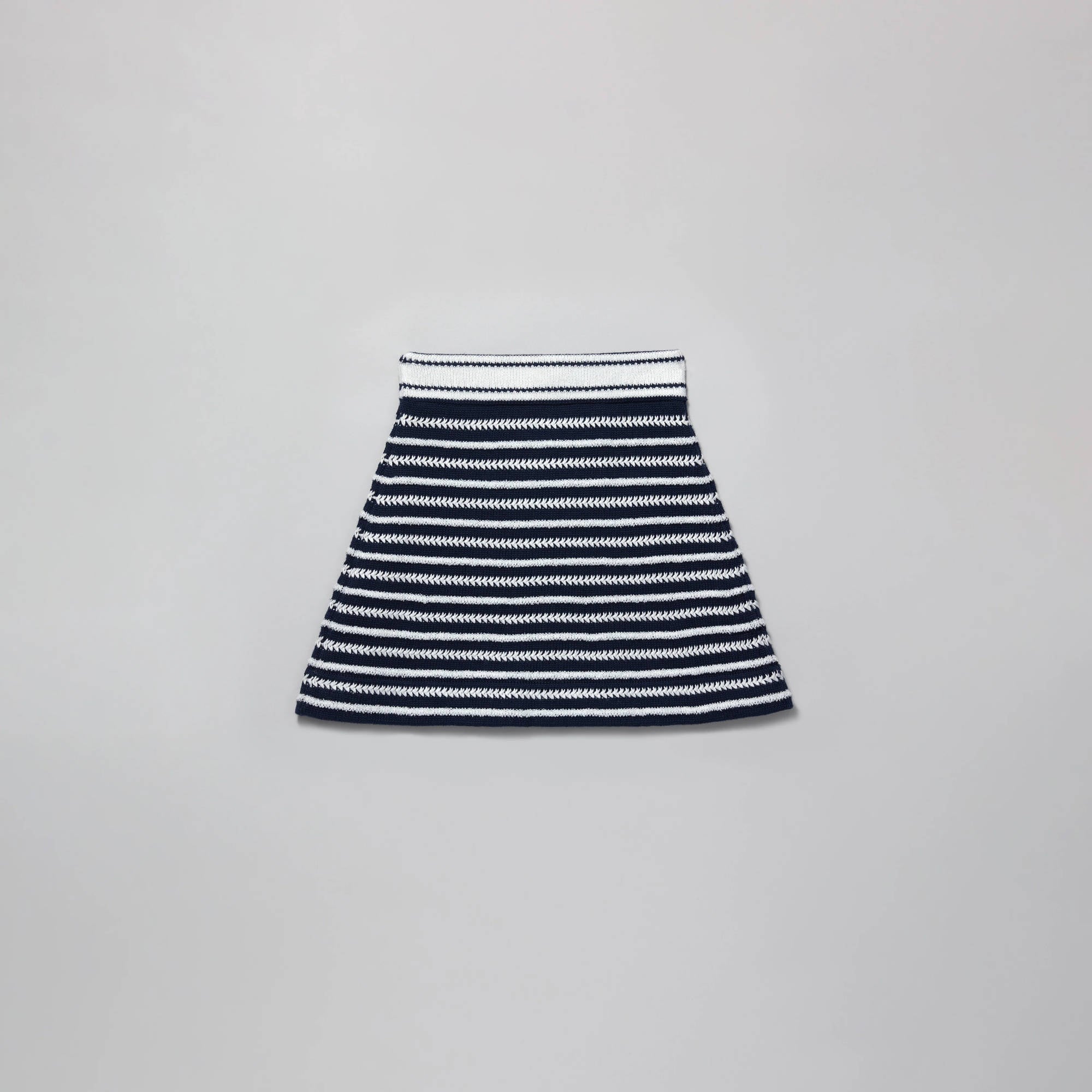 Girls Navy Stripes Cotton Skirt
