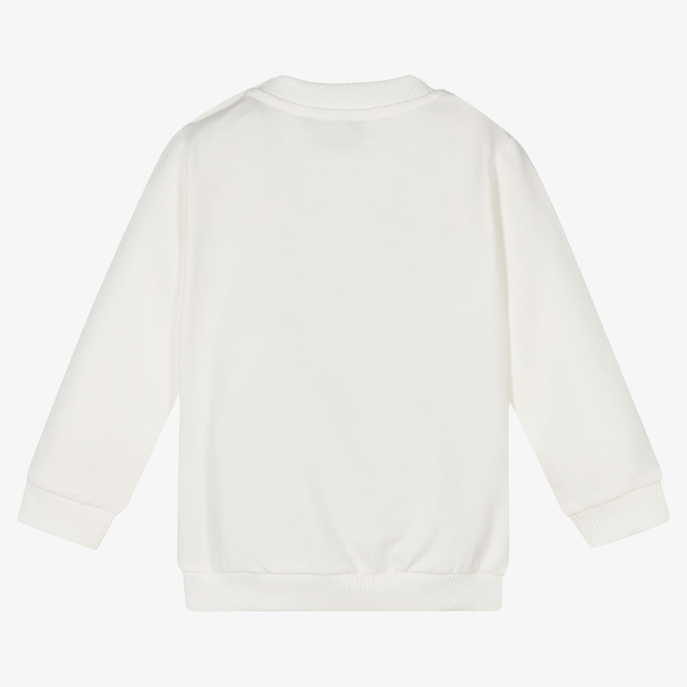 Baby Girls White Printed Cotton Sweatshirt