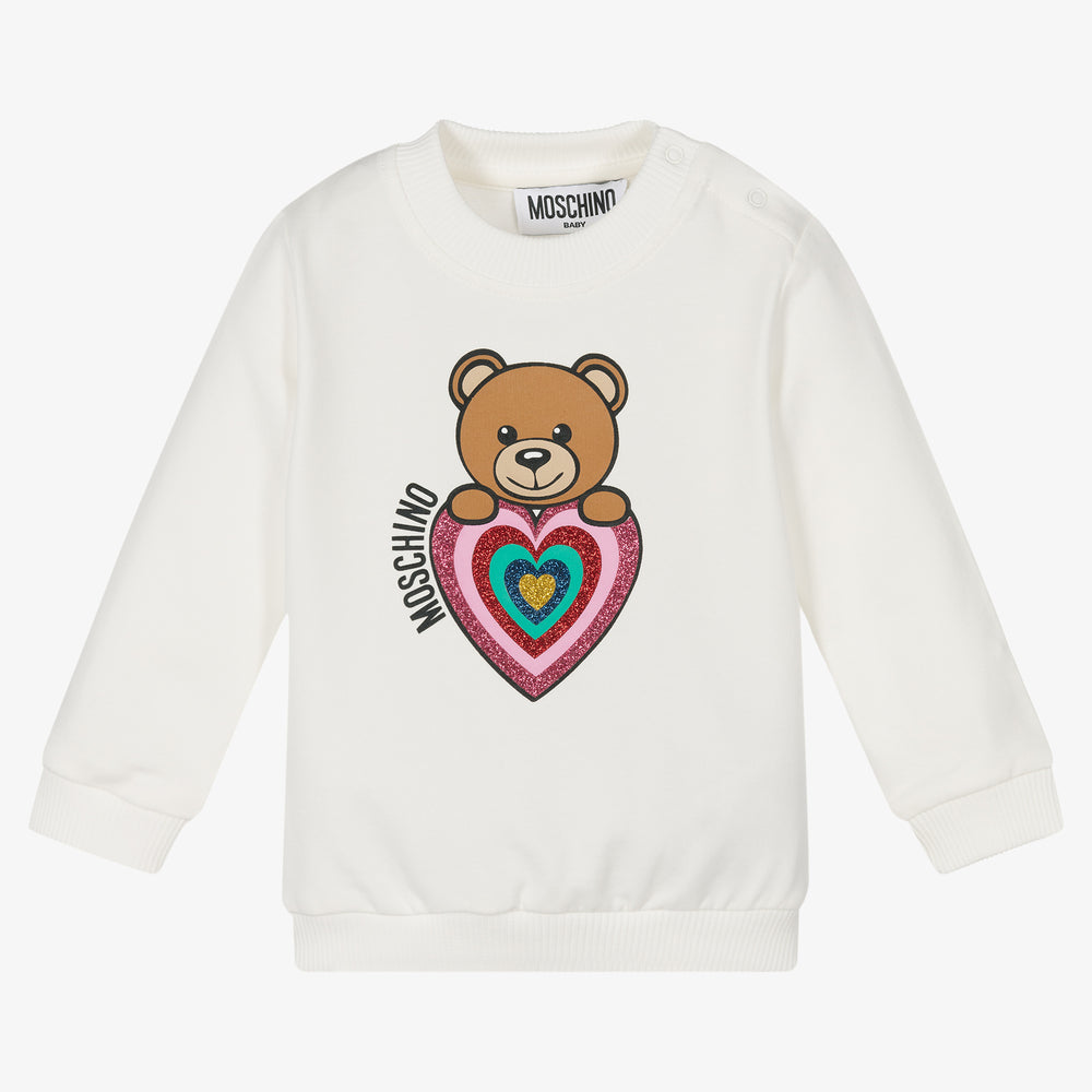 Baby Girls White Printed Cotton Sweatshirt
