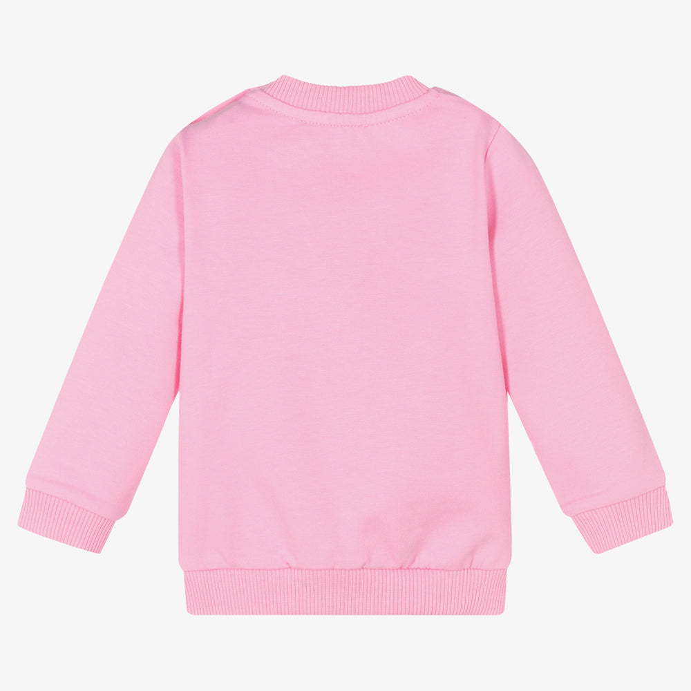 Baby Girls Pink Printed Cotton Sweatshirt