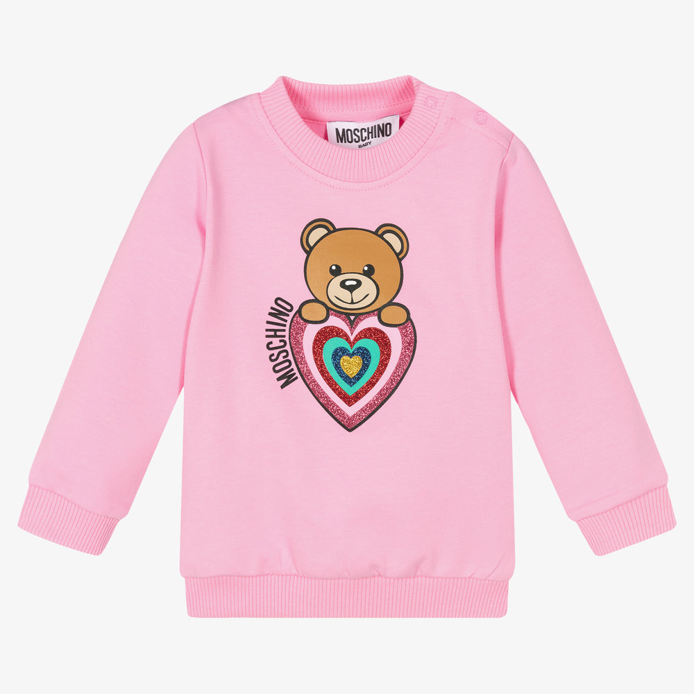 Baby Girls Pink Printed Cotton Sweatshirt