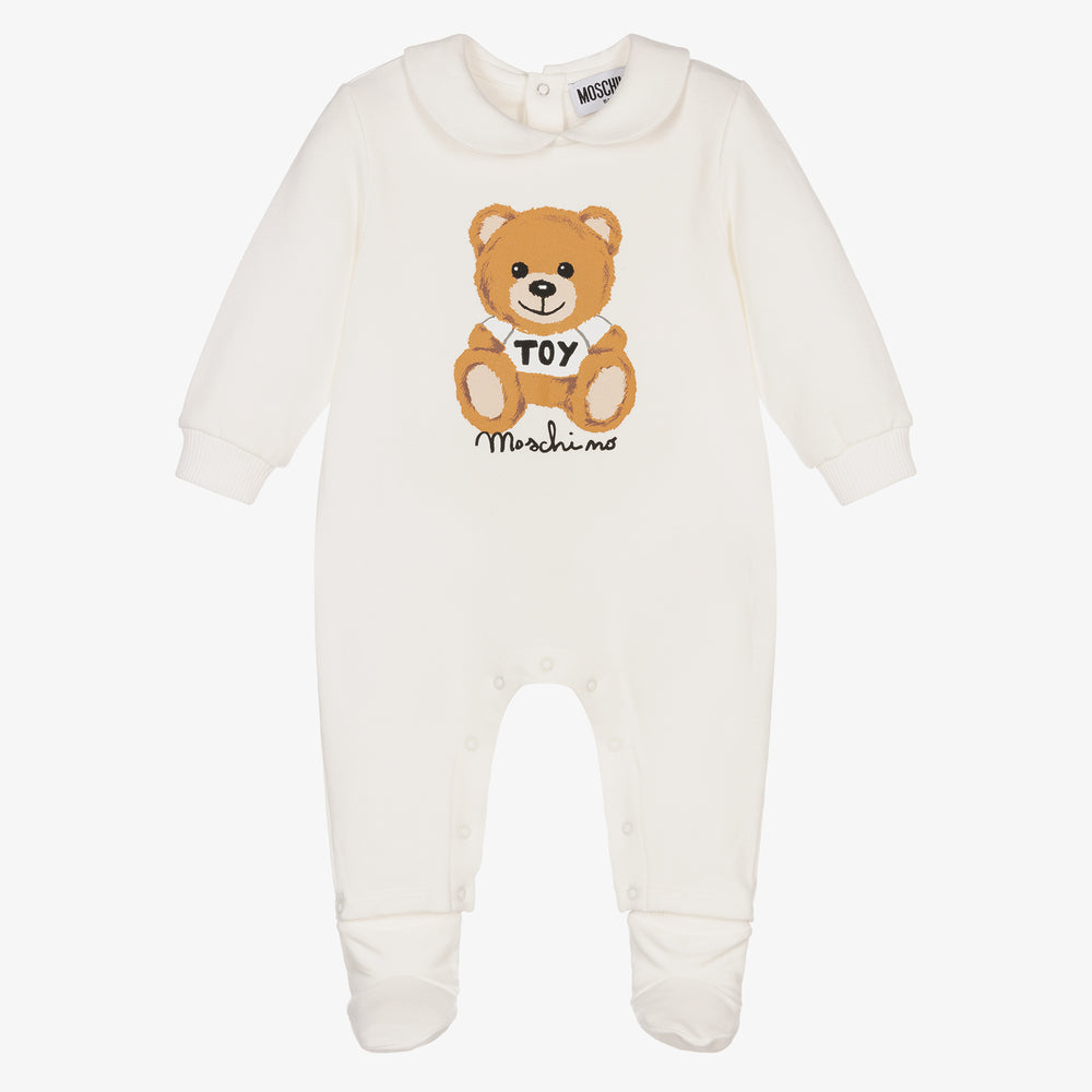 Baby Boys & Girls White Logo Cotton Babysuit