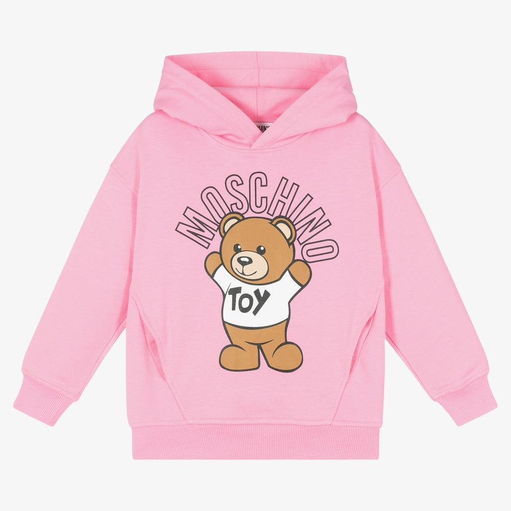Boys & Girls Pink Hooded Cotton Sweatshirt