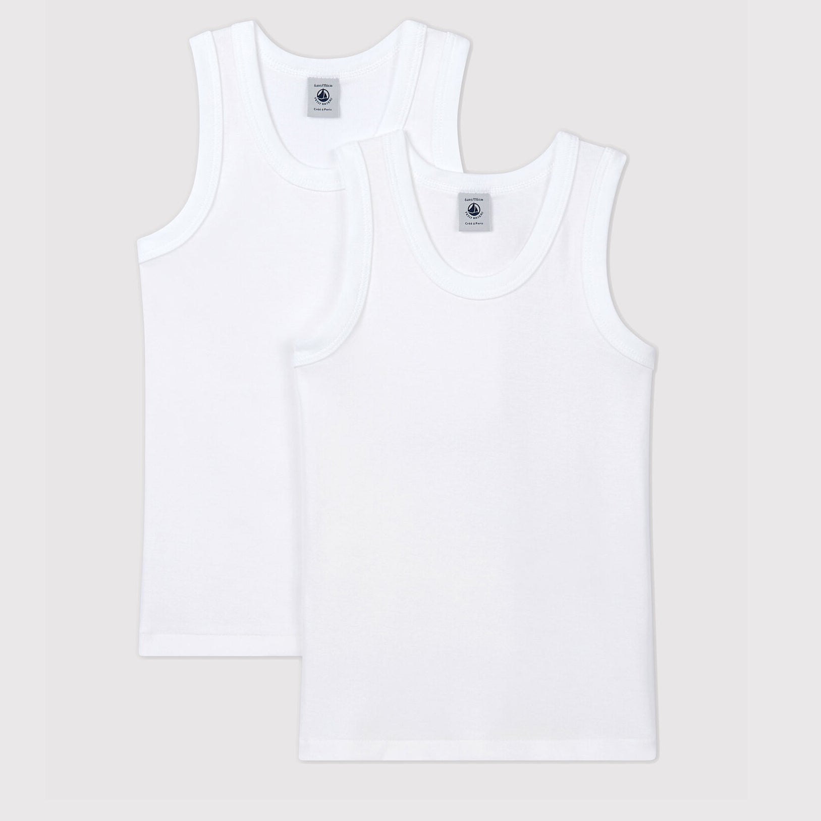 Boys White Cotton Vest(2 Pack)