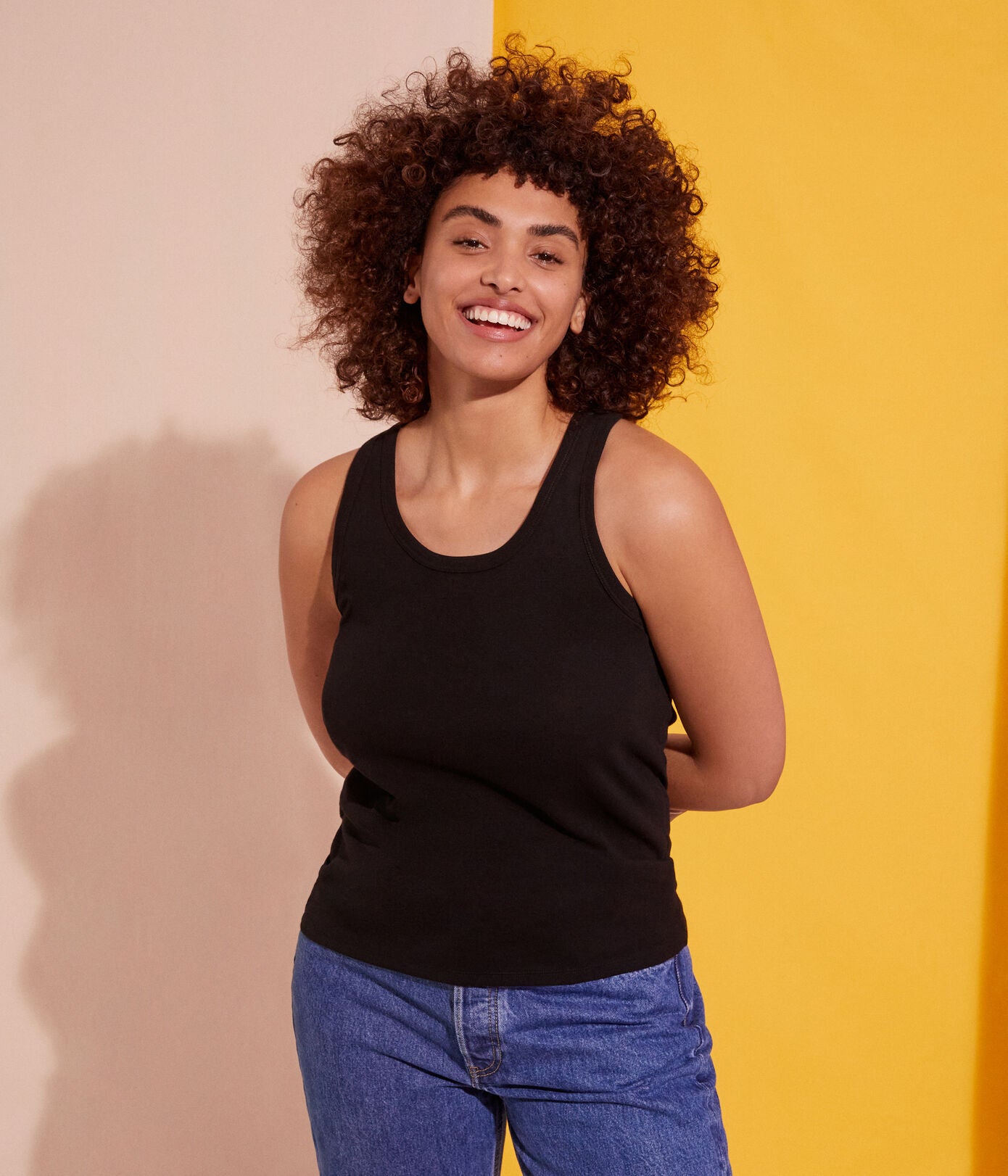 Women Black Cotton Vest