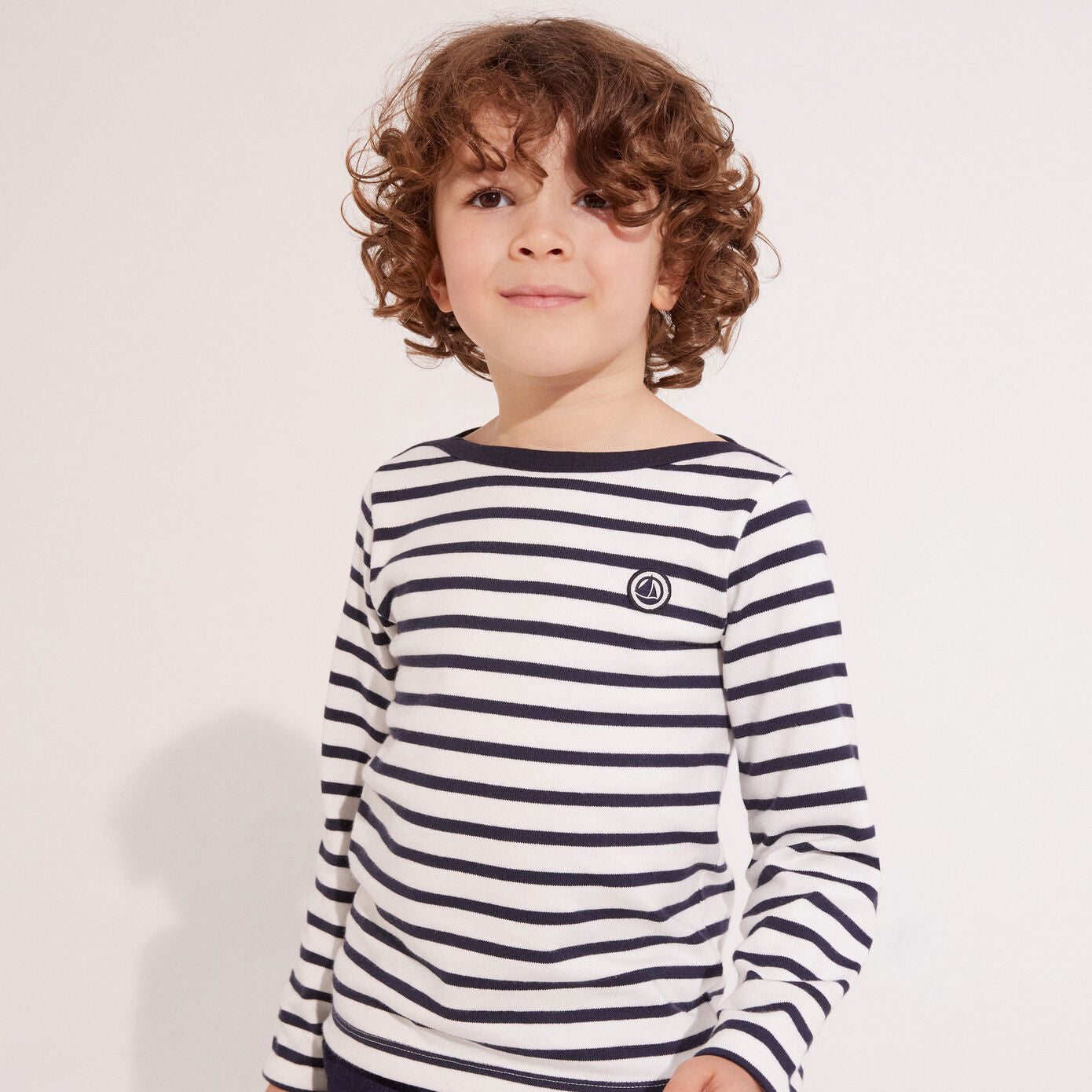 Boys Navy Stripes Cotton T-Shirt