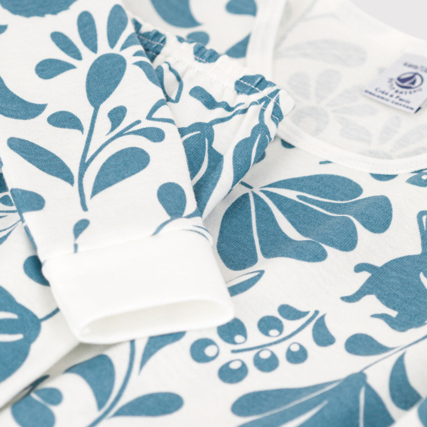 Girls Blue Printed Cotton Nightwear Set