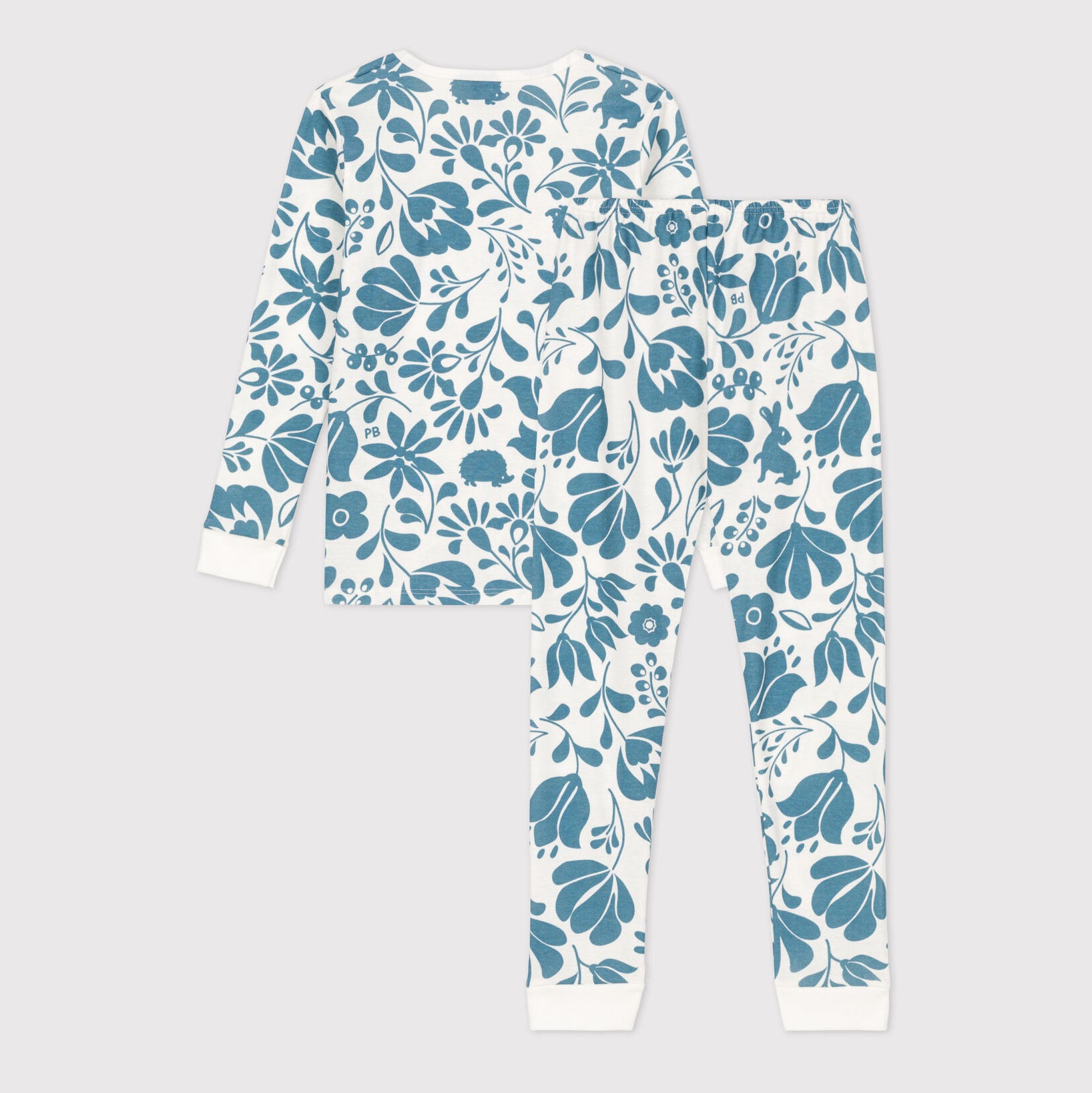 Girls Blue Printed Cotton Nightwear Set