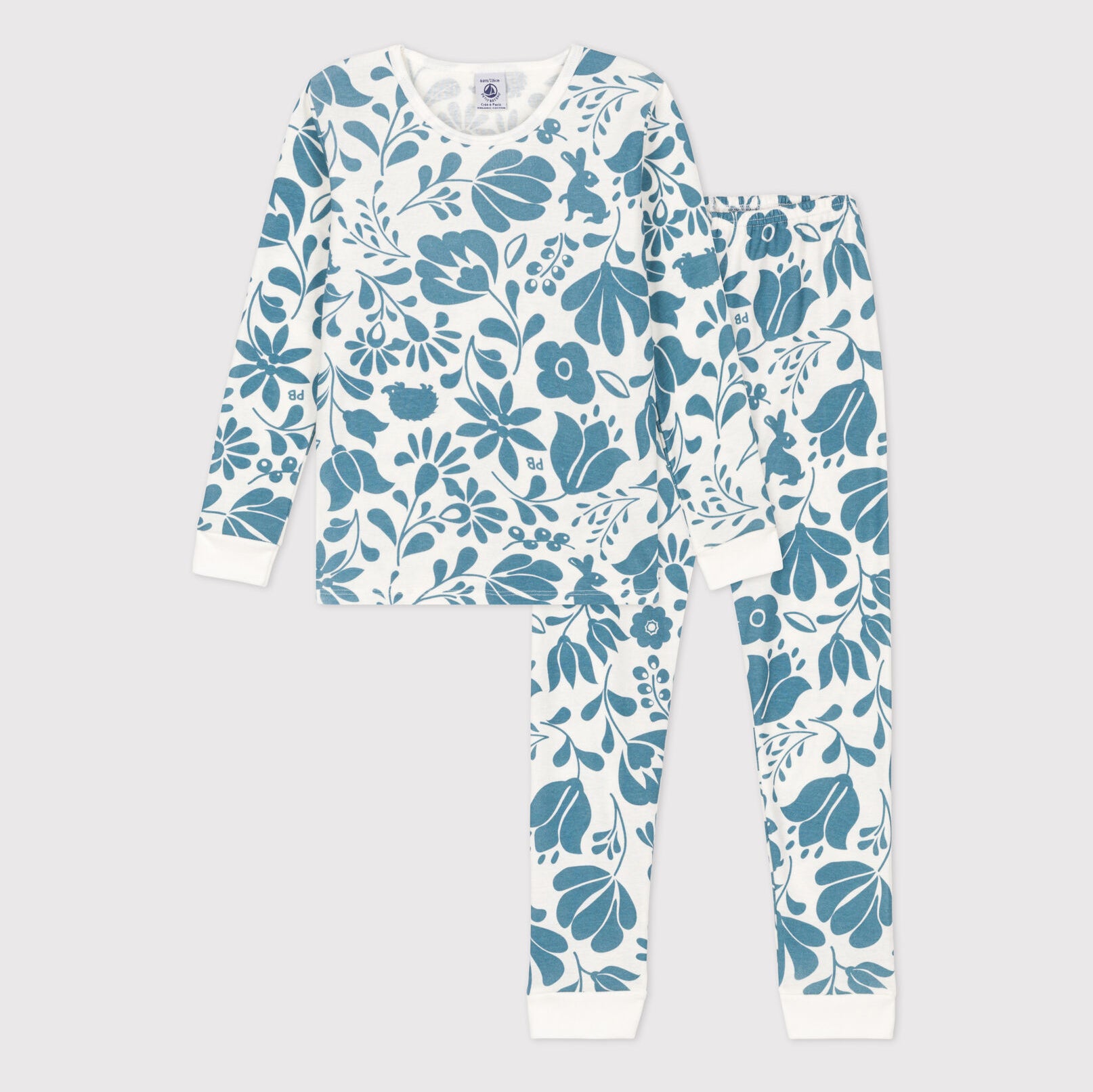 Girls Blue Printed Cotton Nightwear Set