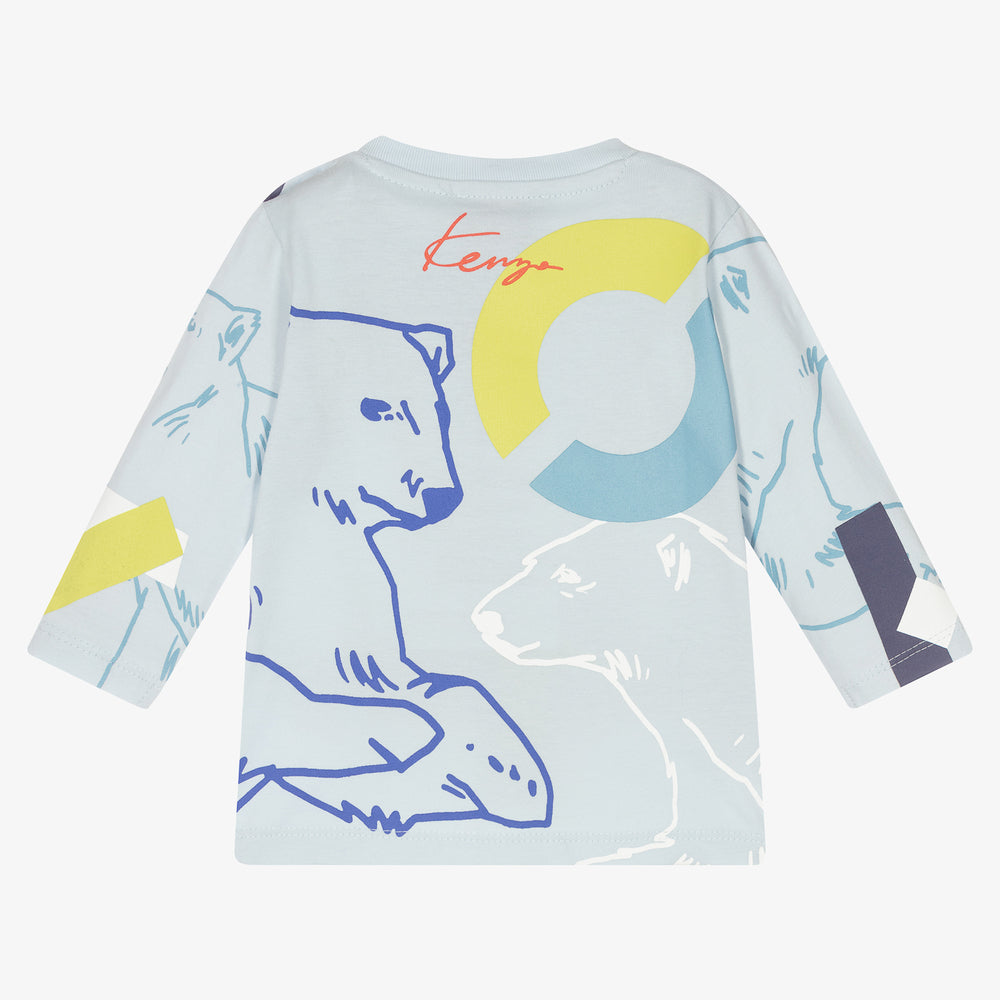 Baby Boys Blue Printed Cotton T-Shirt