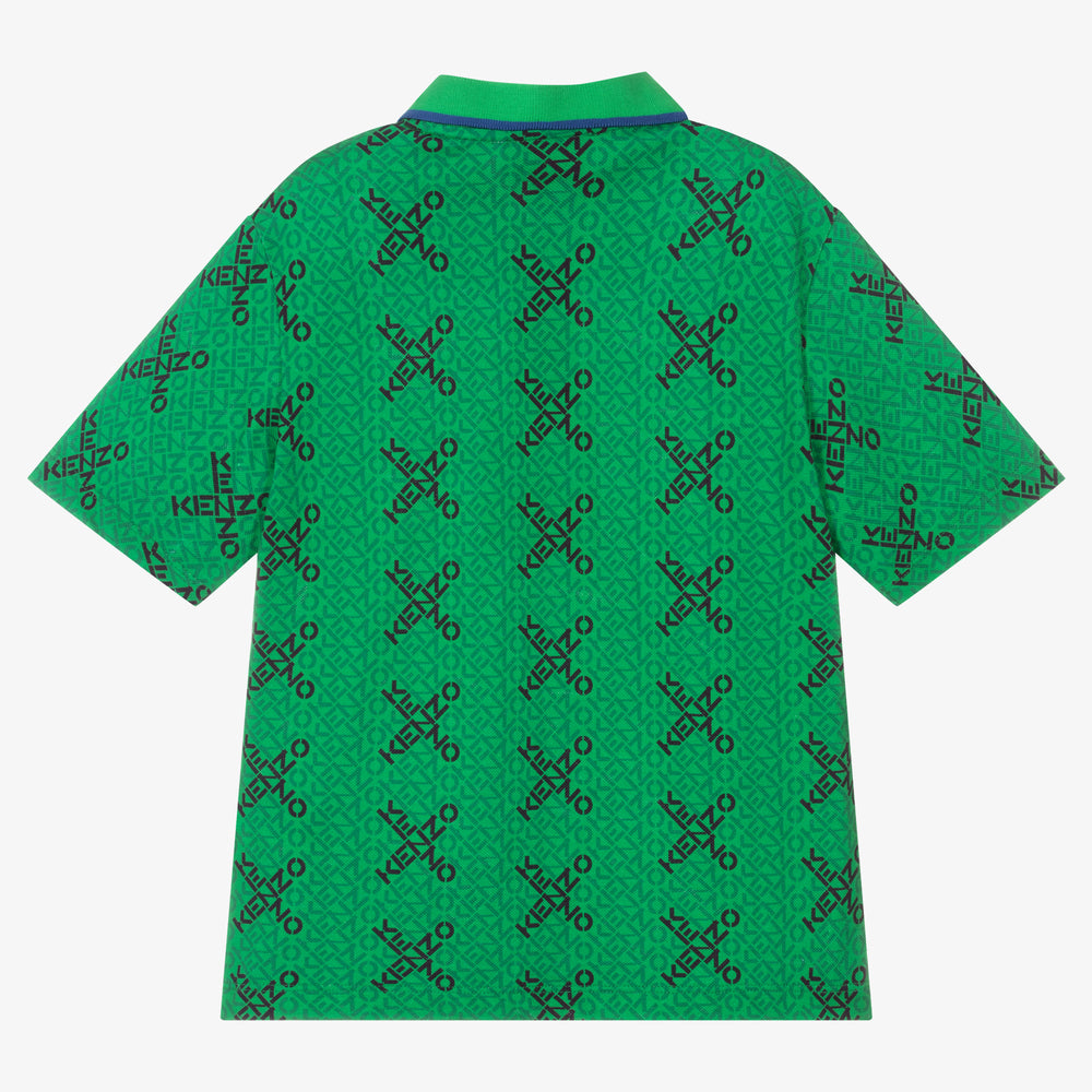 Boys Green Cotton Polo Shirt