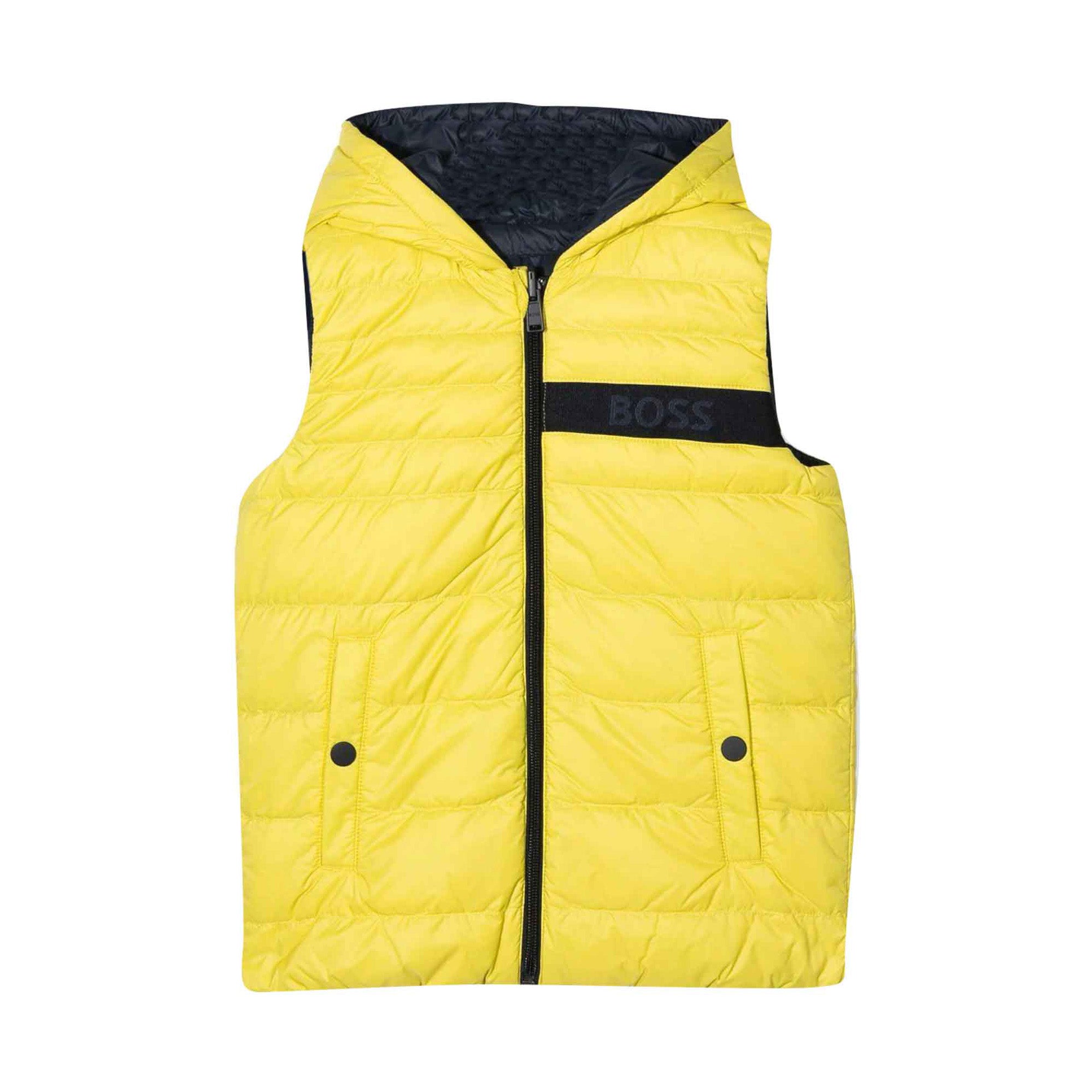 Boys Yellow Reversible Padded Down Gilet