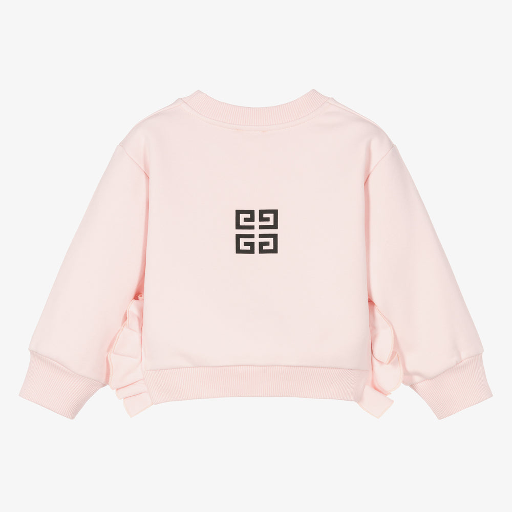 Girls Pink Logo Cotton Sweatshirt