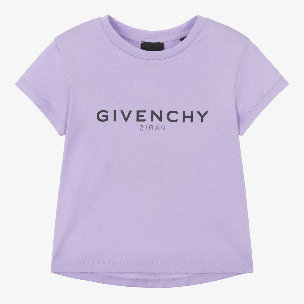 Girls Purple Logo Cotton T-Shirt