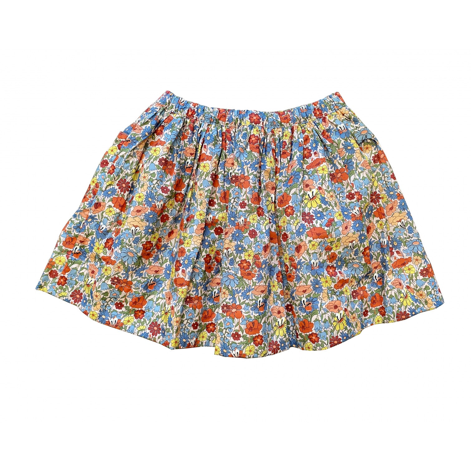 Girls Blue Floral Cotton Skirt