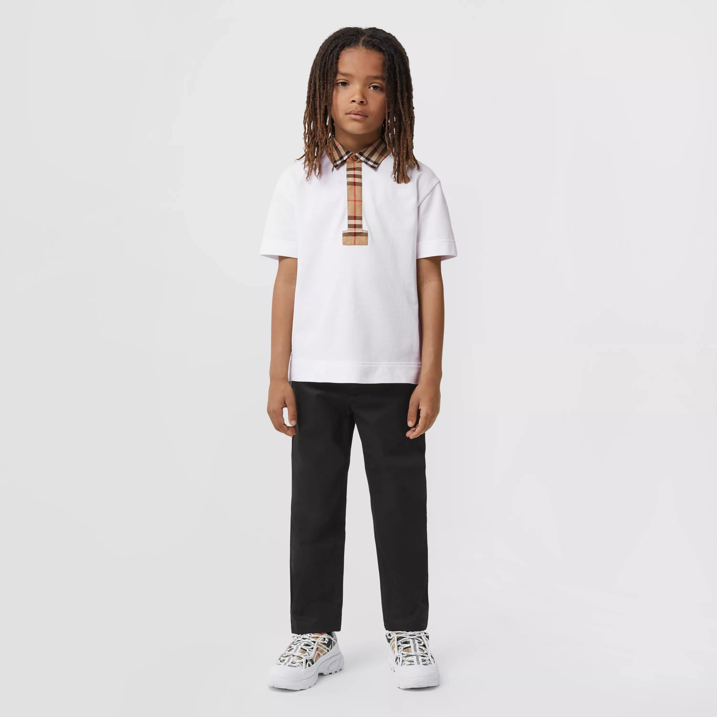 Boys White Cotton Polo Shirt