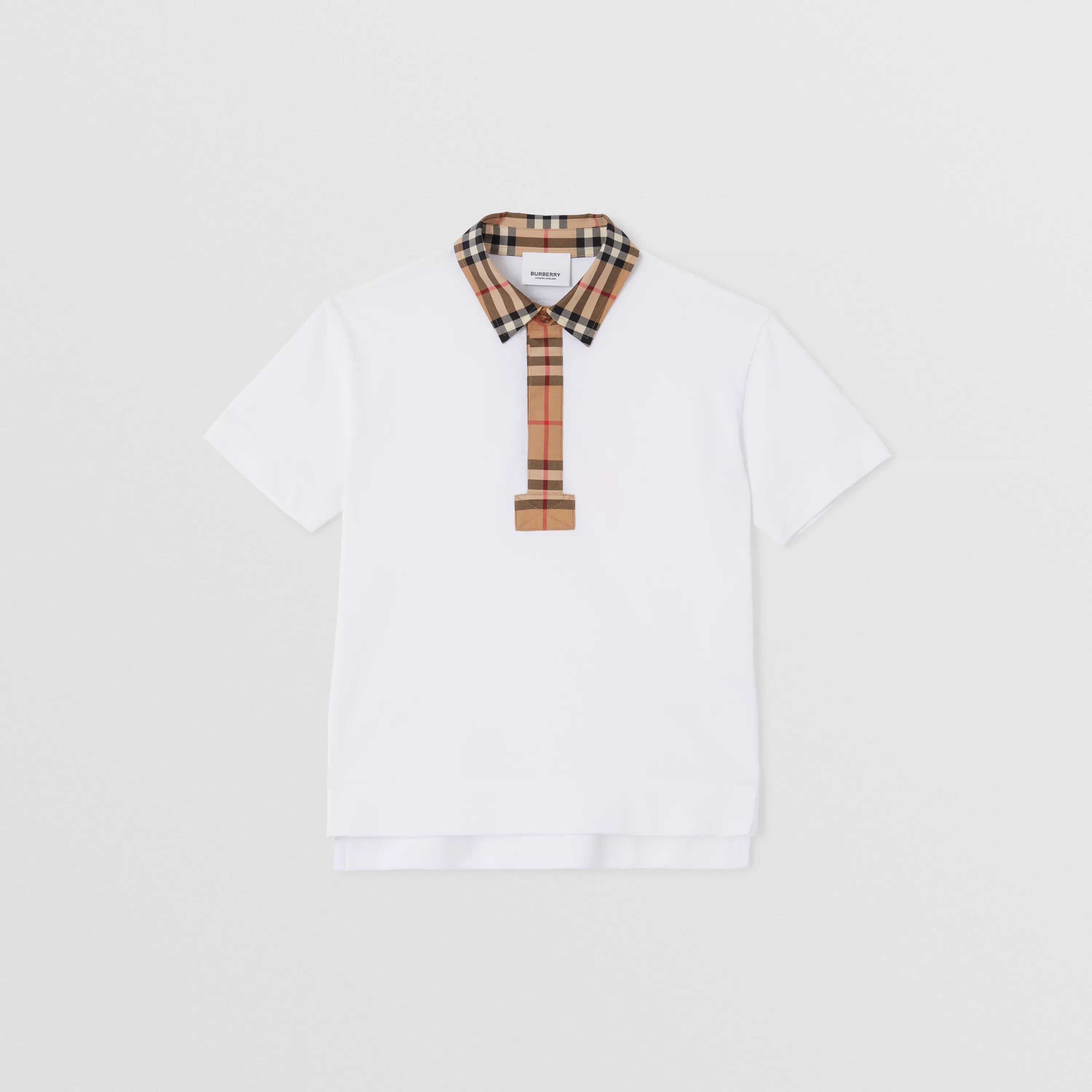 Boys White Cotton Polo Shirt