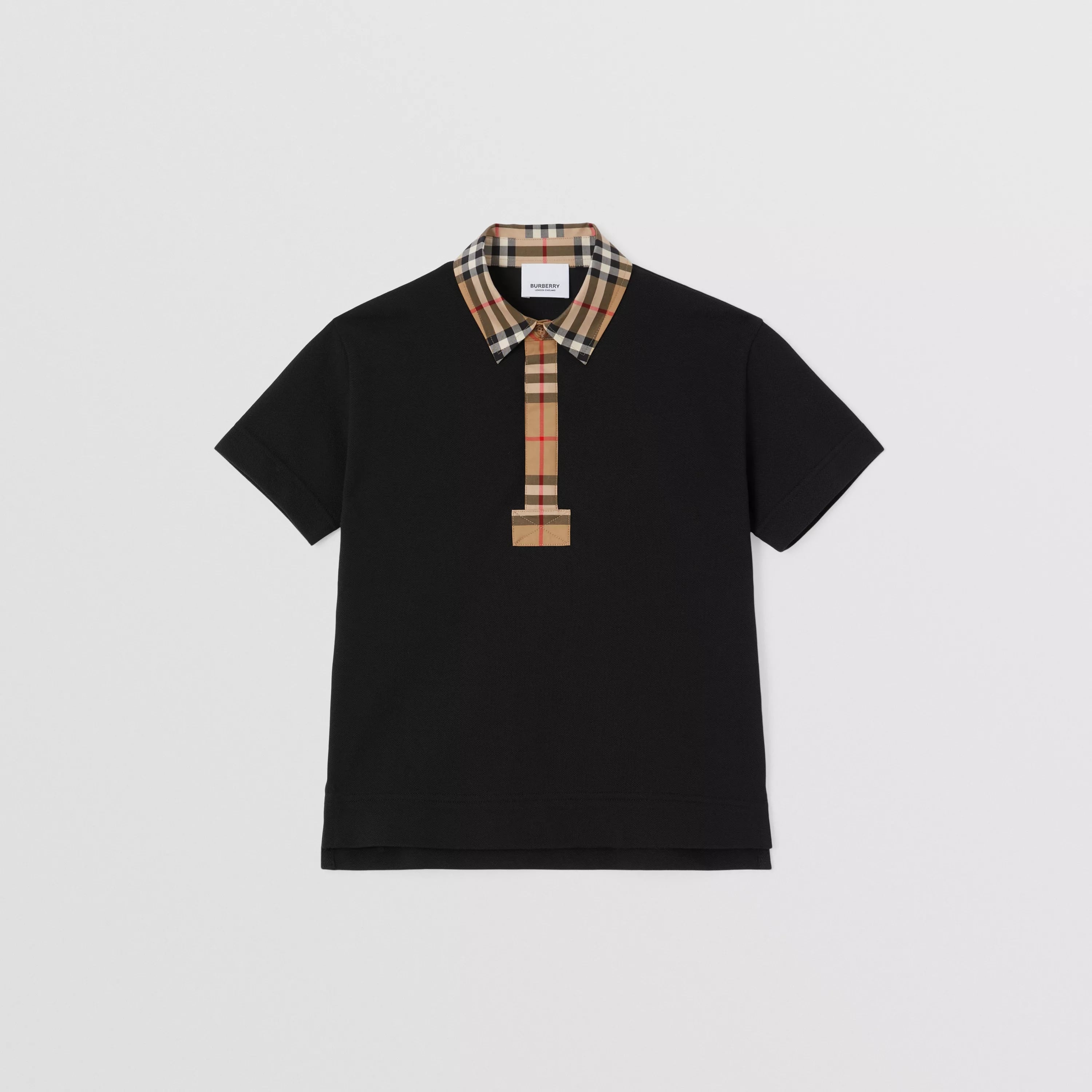 Boys Black Cotton Polo Shirt