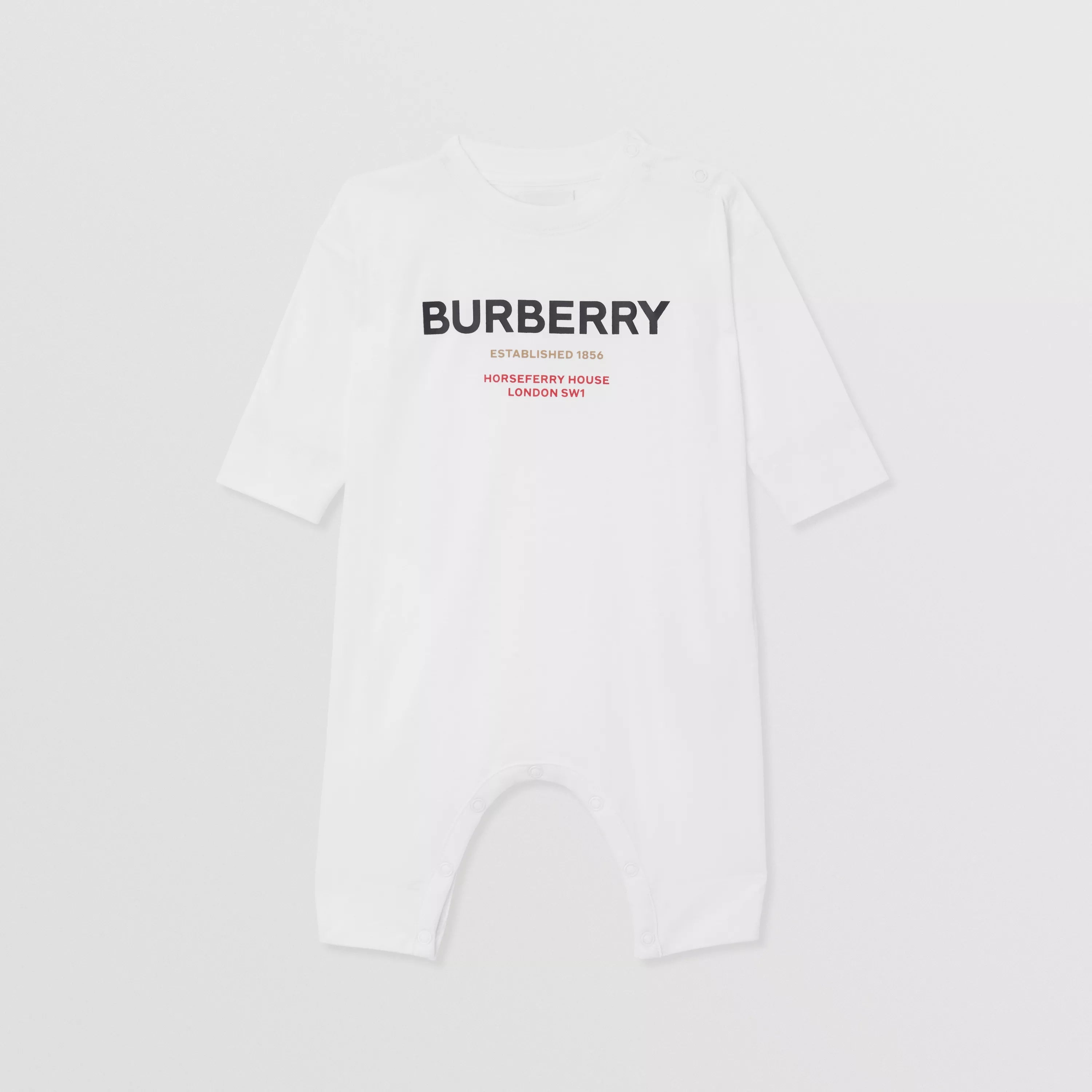 Baby Boys & Girls White Logo Cotton Babysuit
