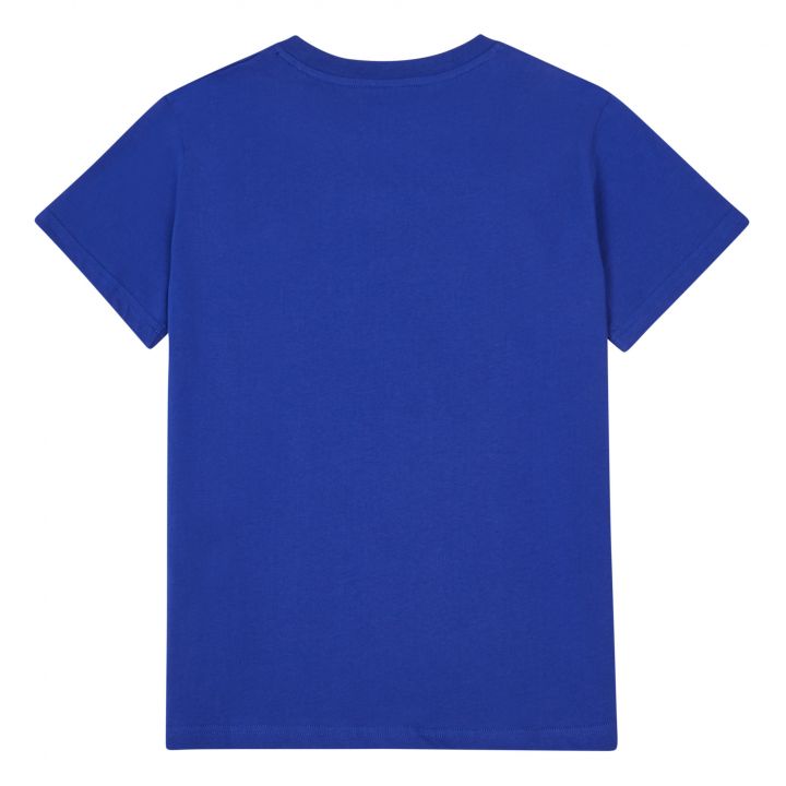 Boys Dark Blue Printed Cotton T-Shirt