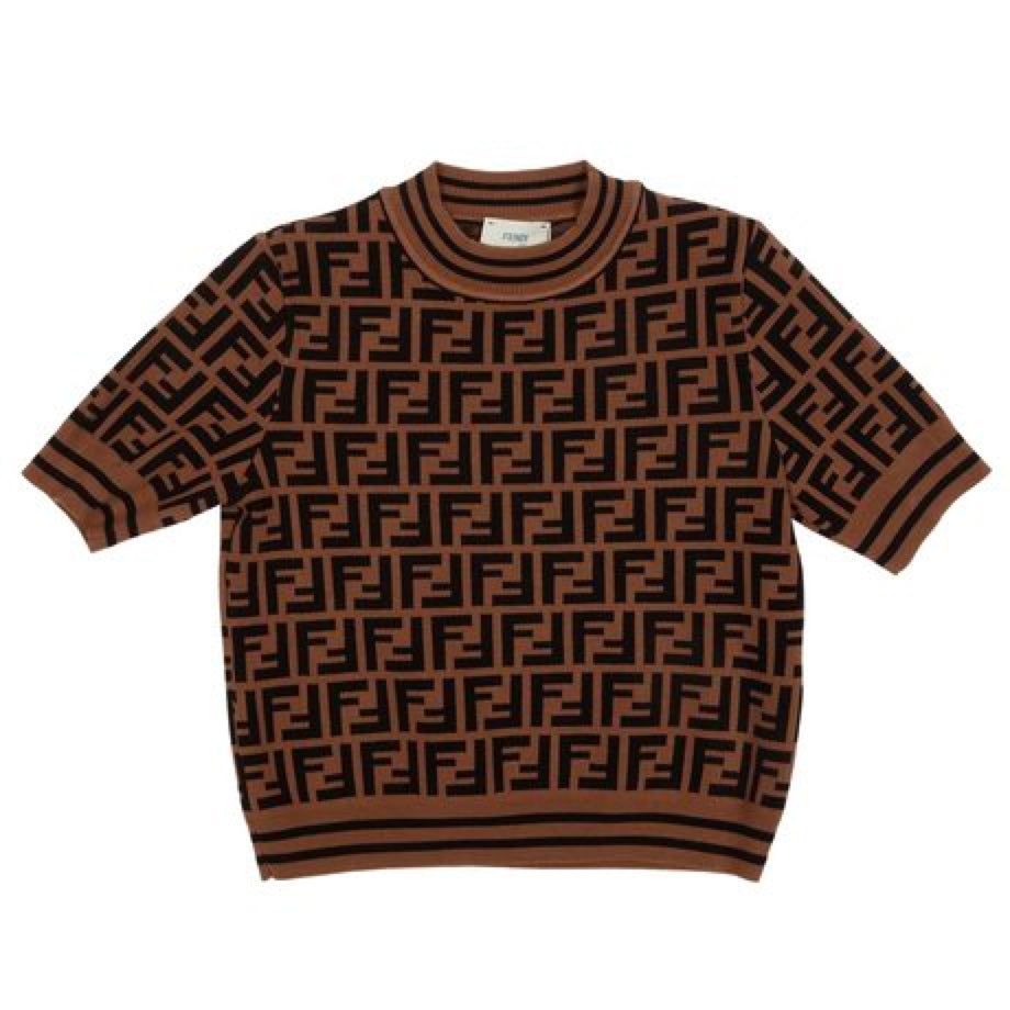 Girls Brown FF Knit Sweater