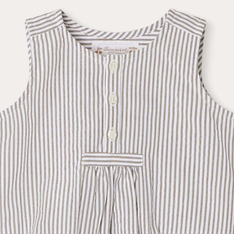 Baby Boys & Girls Grey Stripes Cotton Babysuit