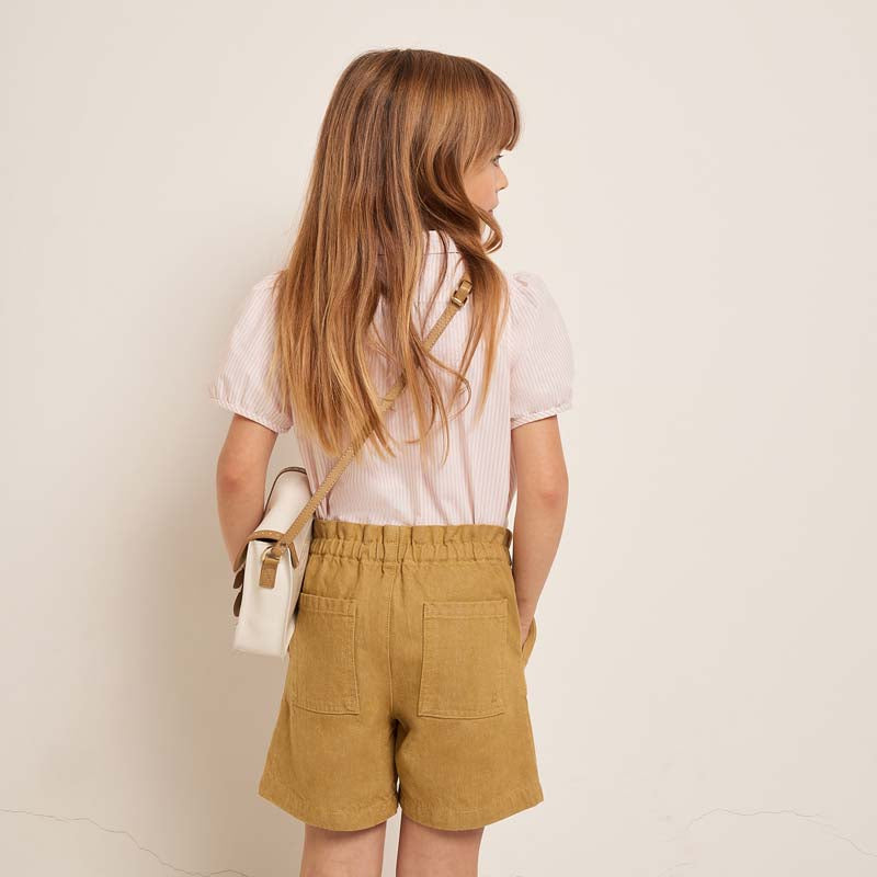 Girls Yellow Cotton Shorts