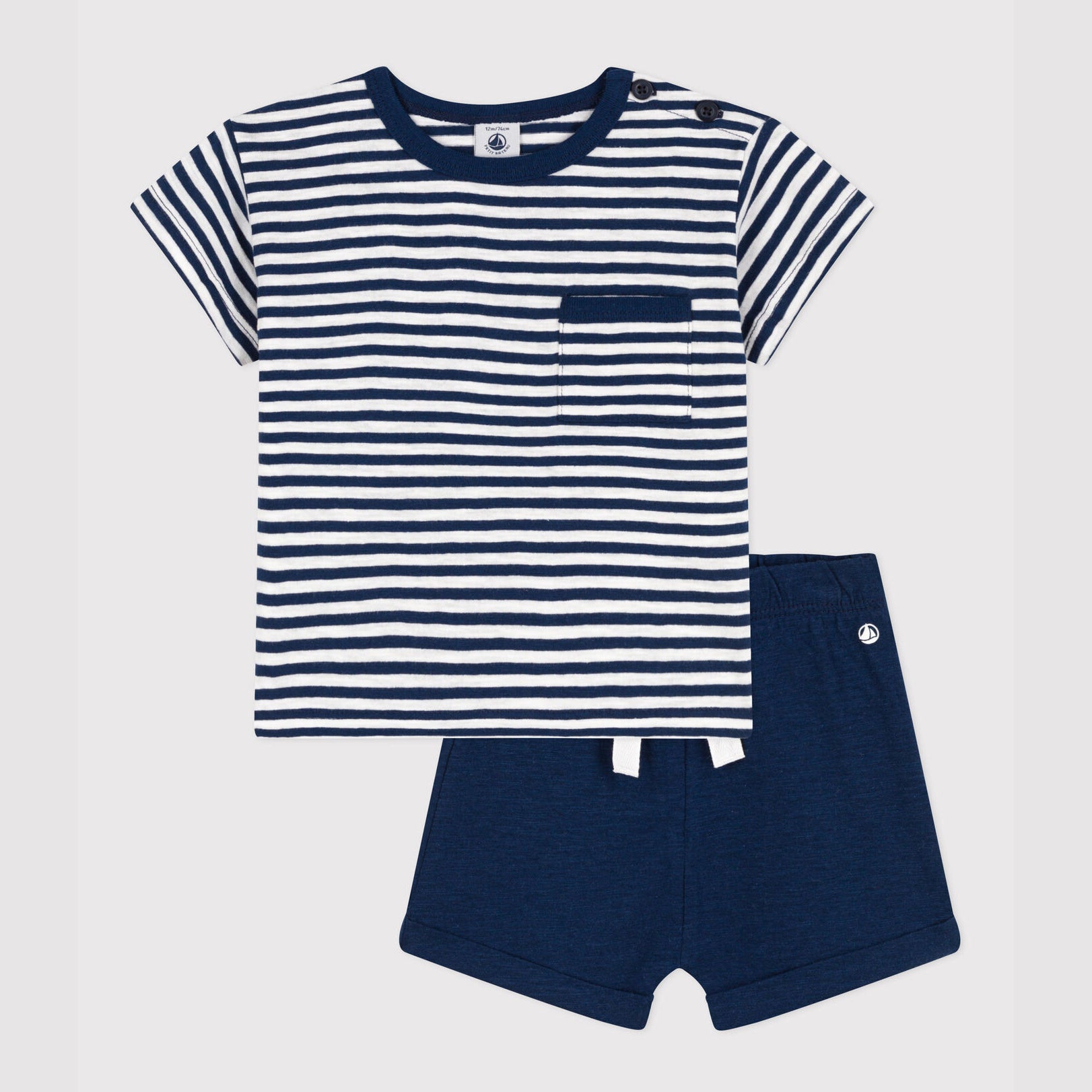 Baby Boys Navy Stripes Cotton Set