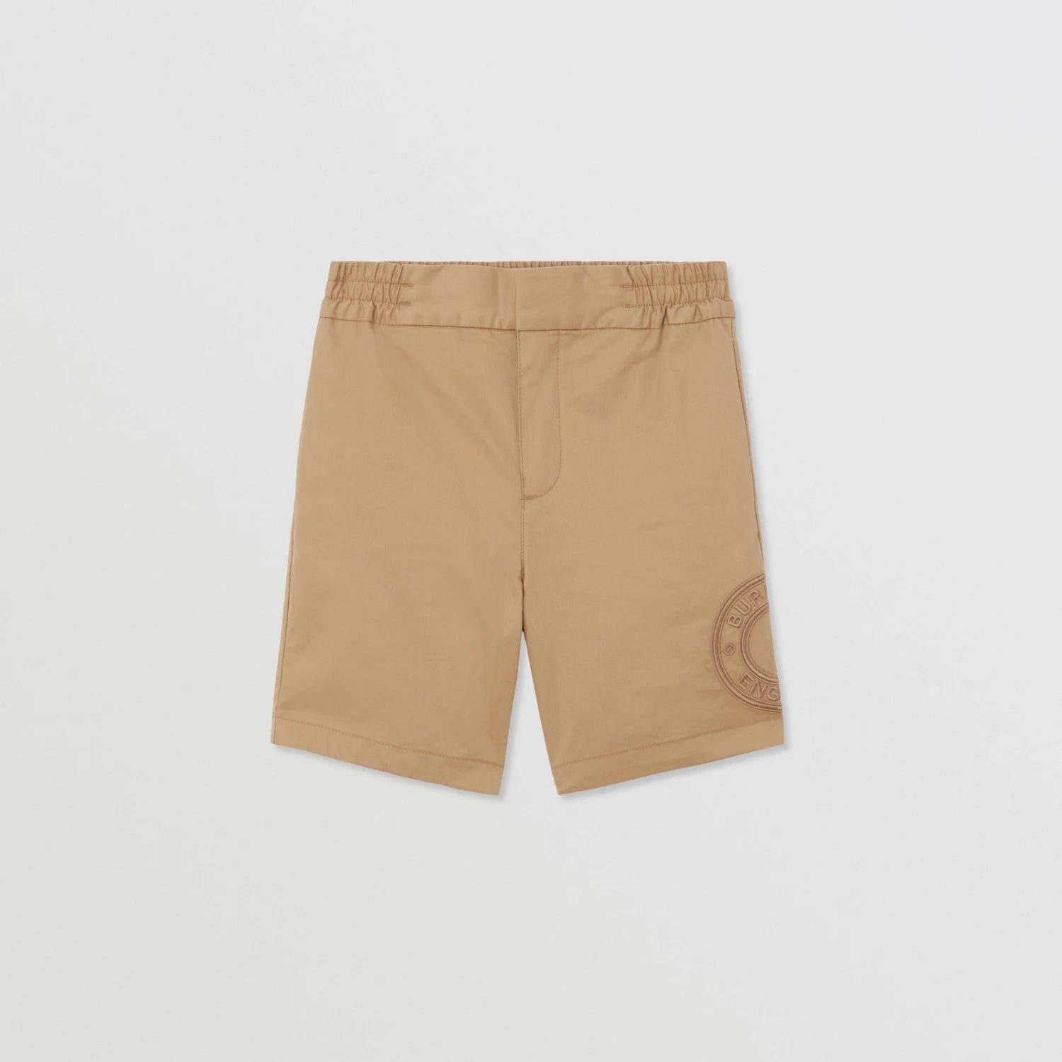 Boys Beige Logo Cotton Shorts