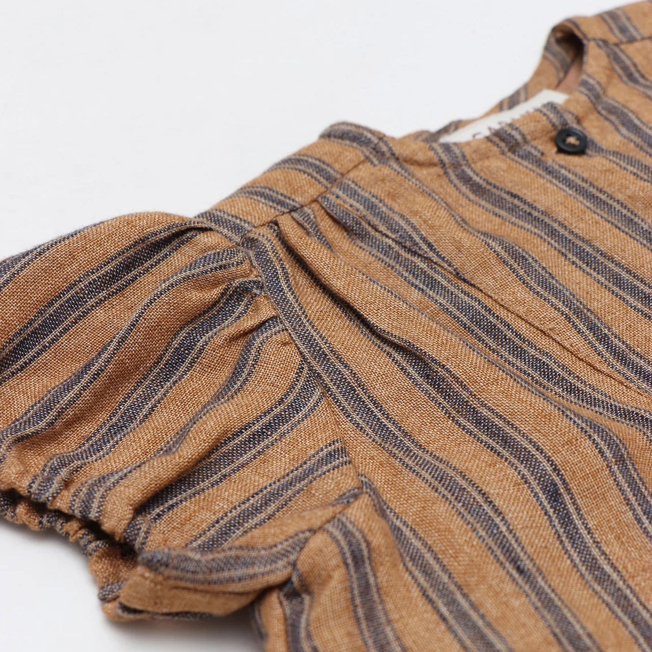 Baby Girls Mustard Stripes Linen Dress