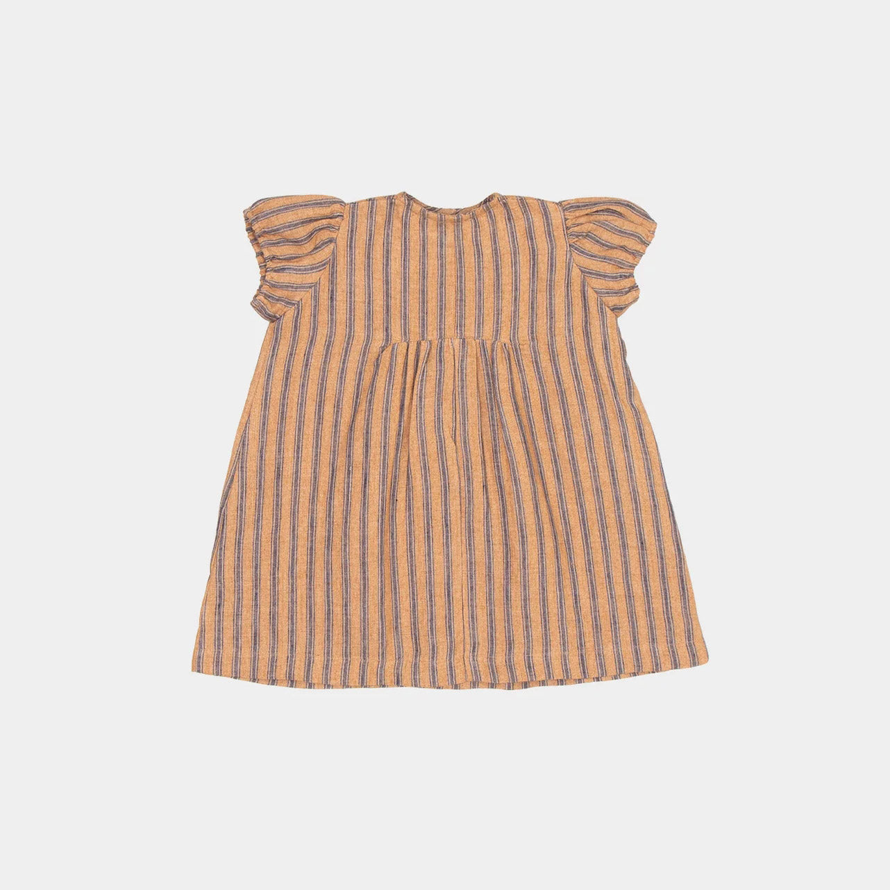 Baby Girls Mustard Stripes Linen Dress