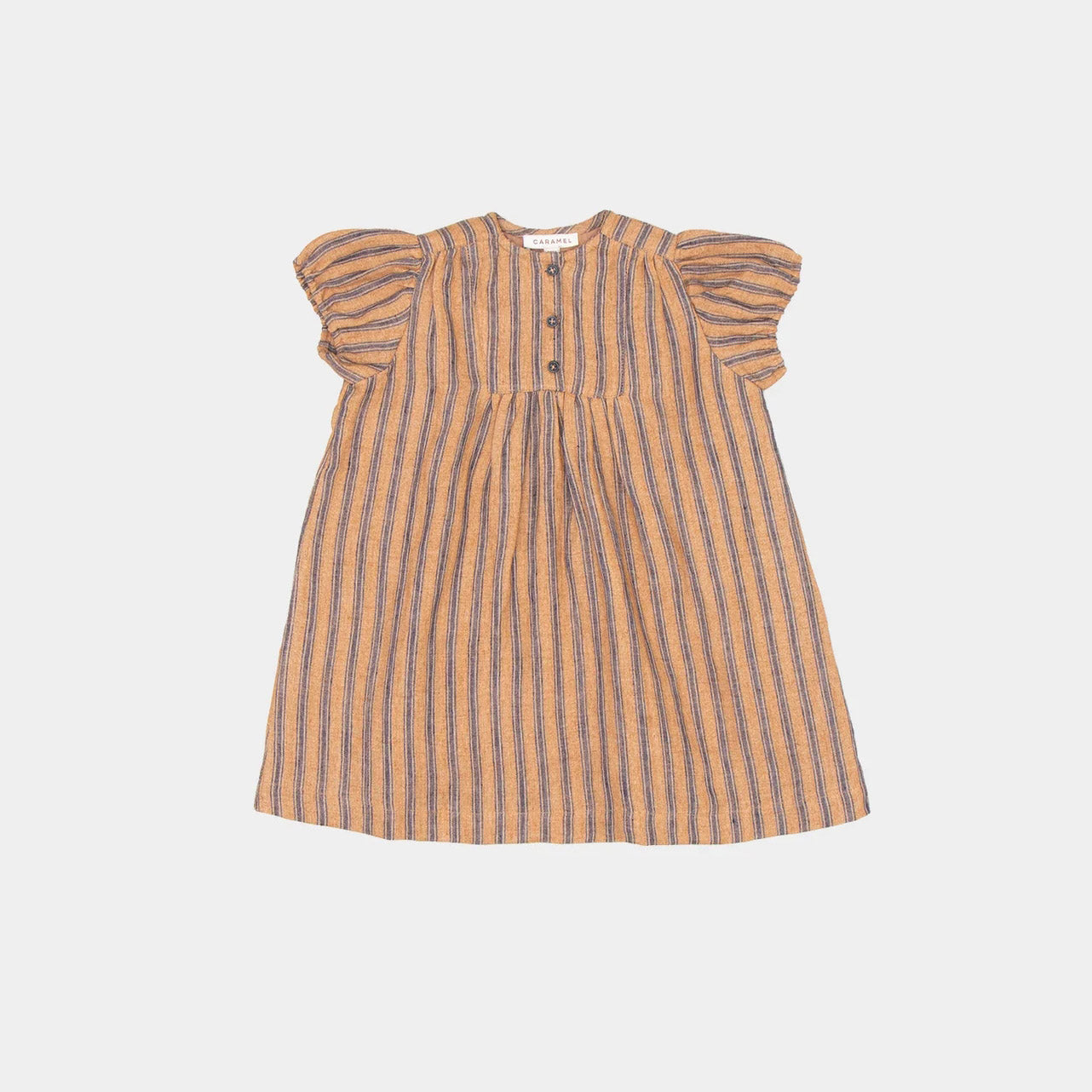 Baby Girls Mustard Stripes Linen Dress