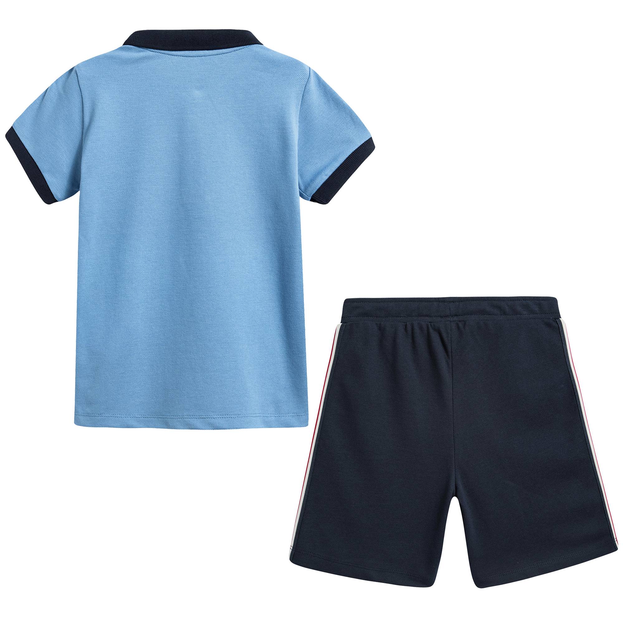 Baby Boys Blue Cotton Polo Outfit
